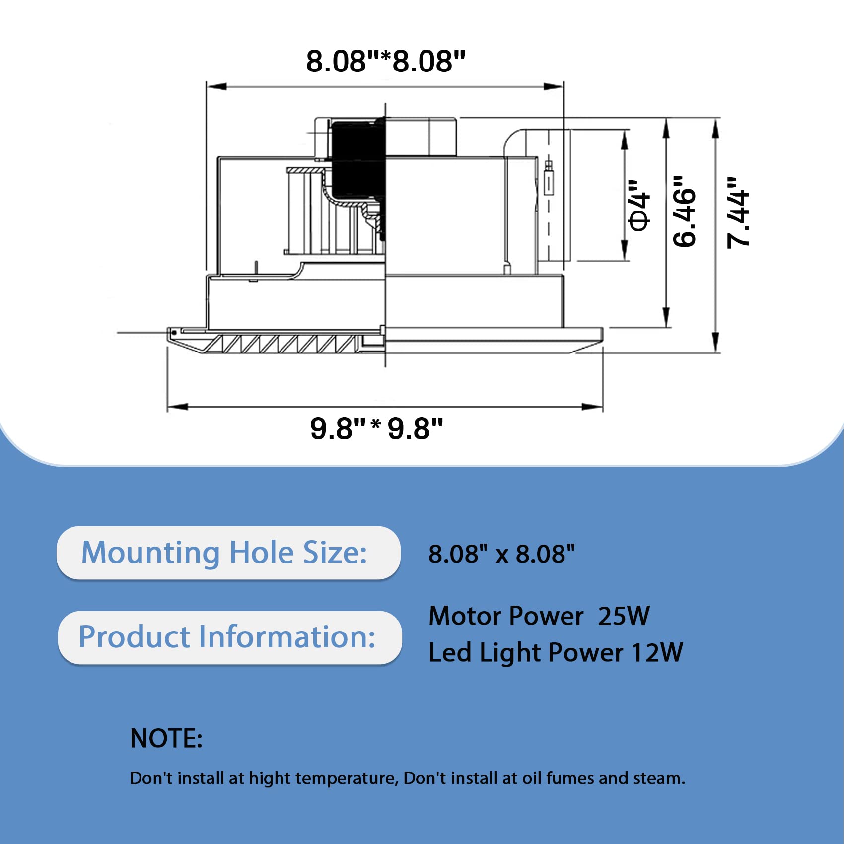Ultra Quiet Bathroom Exhaust Fan with LED Light (3000K/4000K/6000K Color Changing) - 1.0 Sones, 110 CFM, White Ventilation Fan for Bathroom, Shower, Restroom, Home & Office - Perfect for Moisture Control and Air Circulation in Small to Medium Spaces