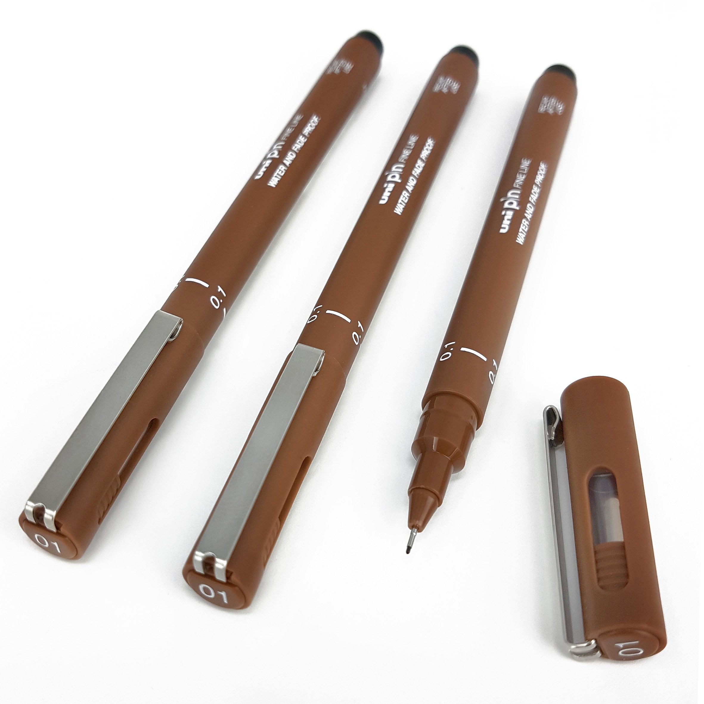 Uni Pin Fineliner Drawing Pen - Sepia Tone - 0.1mm Ultra Fine Tip - Pack of 6 - Perfect for Sketching, Illustration & Calligraphy