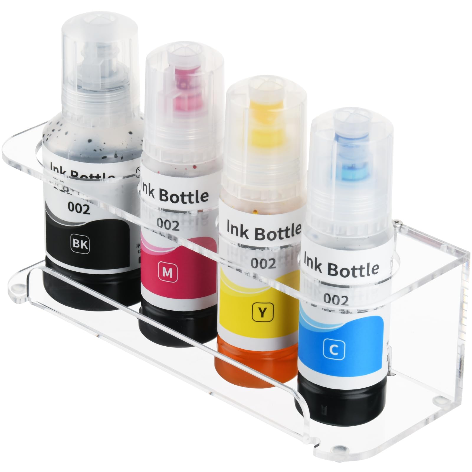 Acrylic Sublimation Ink Bottle Stand Holder - 4-Bottle Storage Organizer for EPSON, HP, Canon Ink Bottles - Anti-Tipping Design (Clear) - Perfect for Sublimation Printing & Craft Workspaces