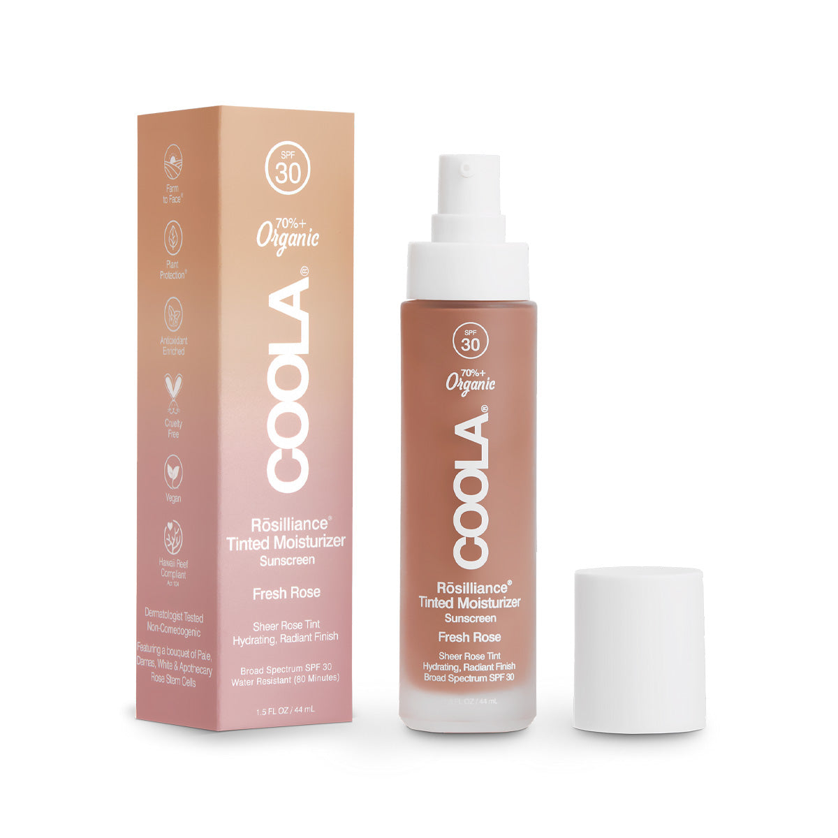 Coola Rosilliance Tinted Moisturizer SPF 30 - Organic Mineral Sunscreen for Face, Hydrating BB Cream with Broad Spectrum Protection | Perfect for Daily Wear, Beach Days & Outdoor Activities