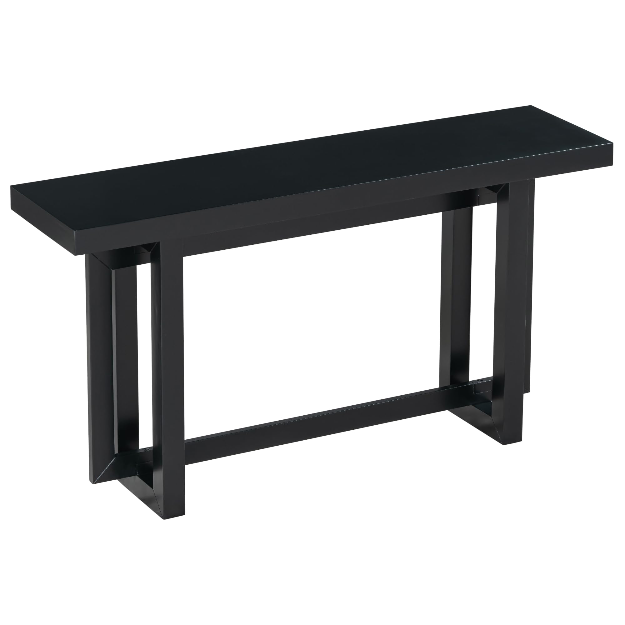JULYFOX 59 Inch Long Sofa Console Table - Solid Hardwood Entryway Table, Modern Black Hallway Table with Industrial Minimalist Design - Perfect for Living Room, Bedroom, or Entryway Decor (Black)