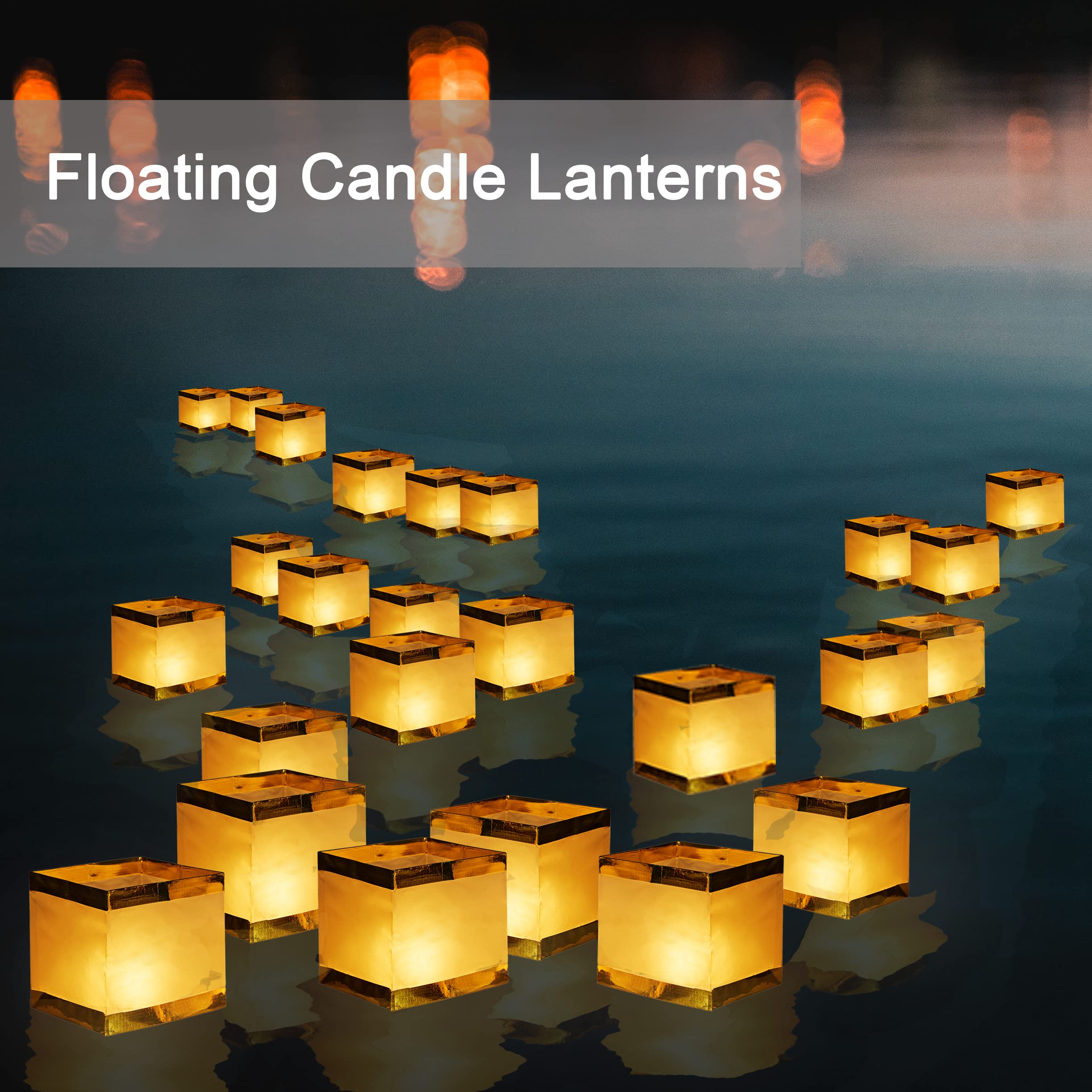 12 Pack Floating Lanterns - Waterproof Square & Rectangle Sets for Pool, River, Wedding Decor, Memorials, Parties - Outdoor Decorative Floating Candles for Romantic Events & Special Occasions