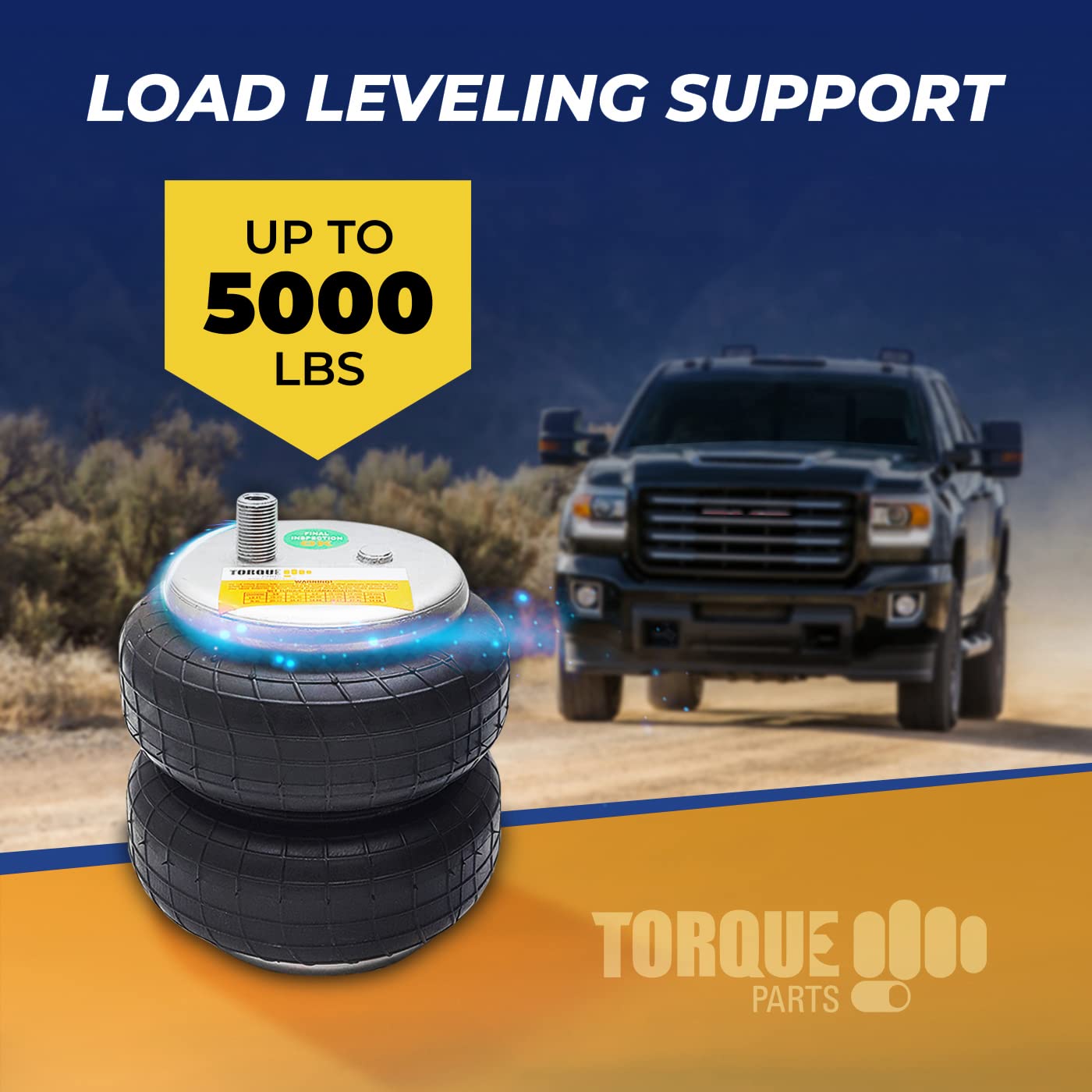 TORQUE Airbag Suspension Kit for 1988-1998 GMC & Chevy C/K 1500 2500 3500 Trucks - Rear Helper Air Spring Kit with 5000 lbs Towing Capacity - Compatible with 2WD/4WD Models (Replaces Firestone Ride-Rite 2025, TR2025) - Perfect for Heavy Load Hauling, Towing Trailers & Improving Ride Stability