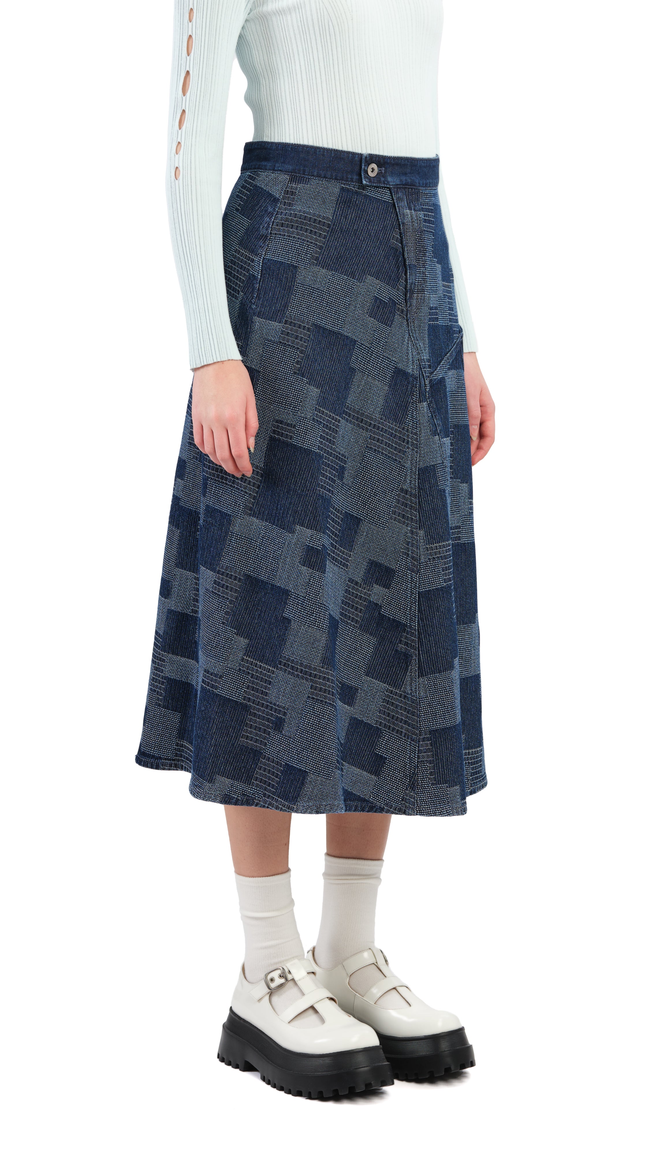 Stylish High Waist Denim Skirt for Women - Trendy A-Line Denim Mini Skirt with Pockets - Perfect for Casual Outfits, Date Nights & Summer Fashion