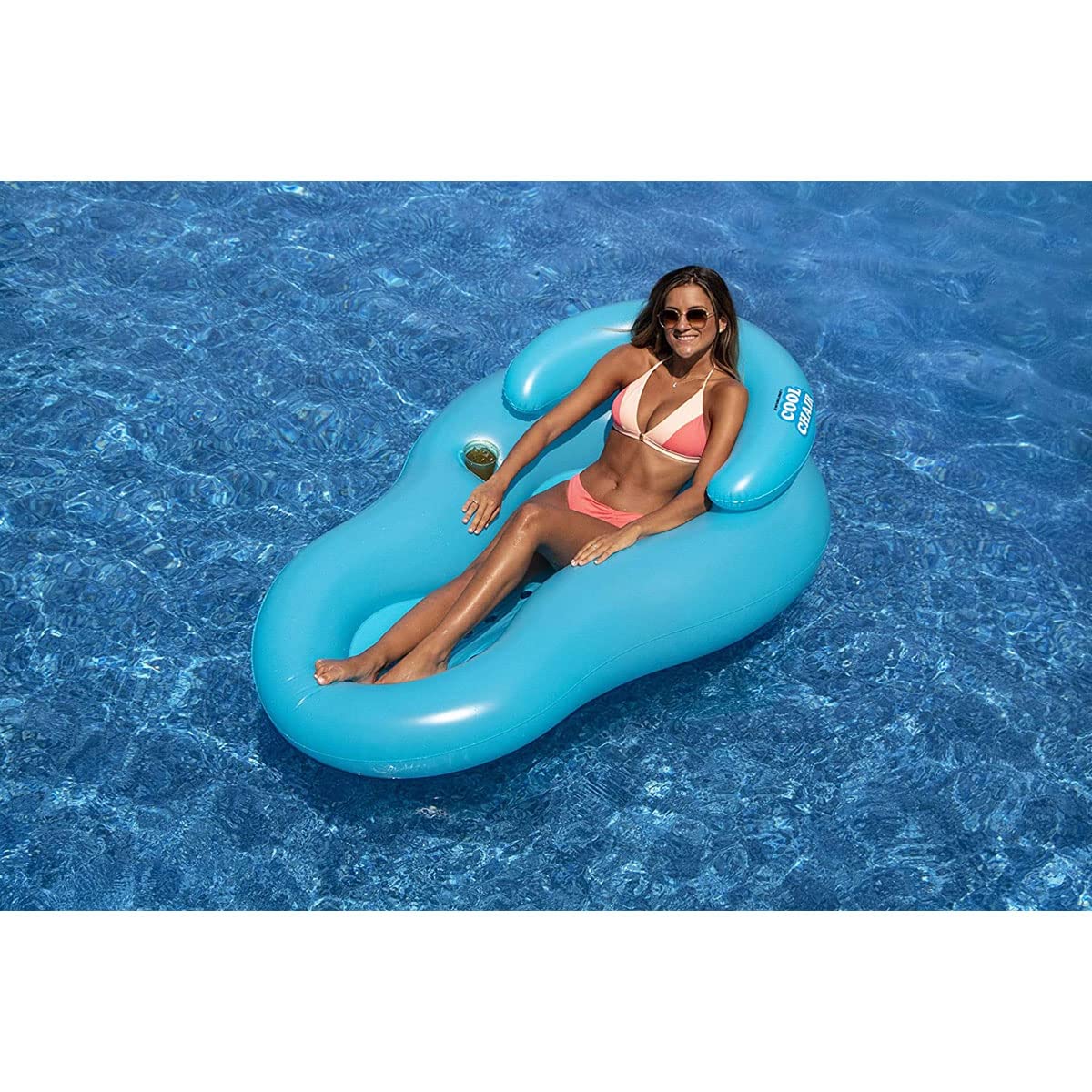 Swimline Cool Chair - Lightweight Portable Folding Beach Chair with Cup Holder, Pink - Perfect for Poolside, Beach, Camping & Outdoor Relaxation