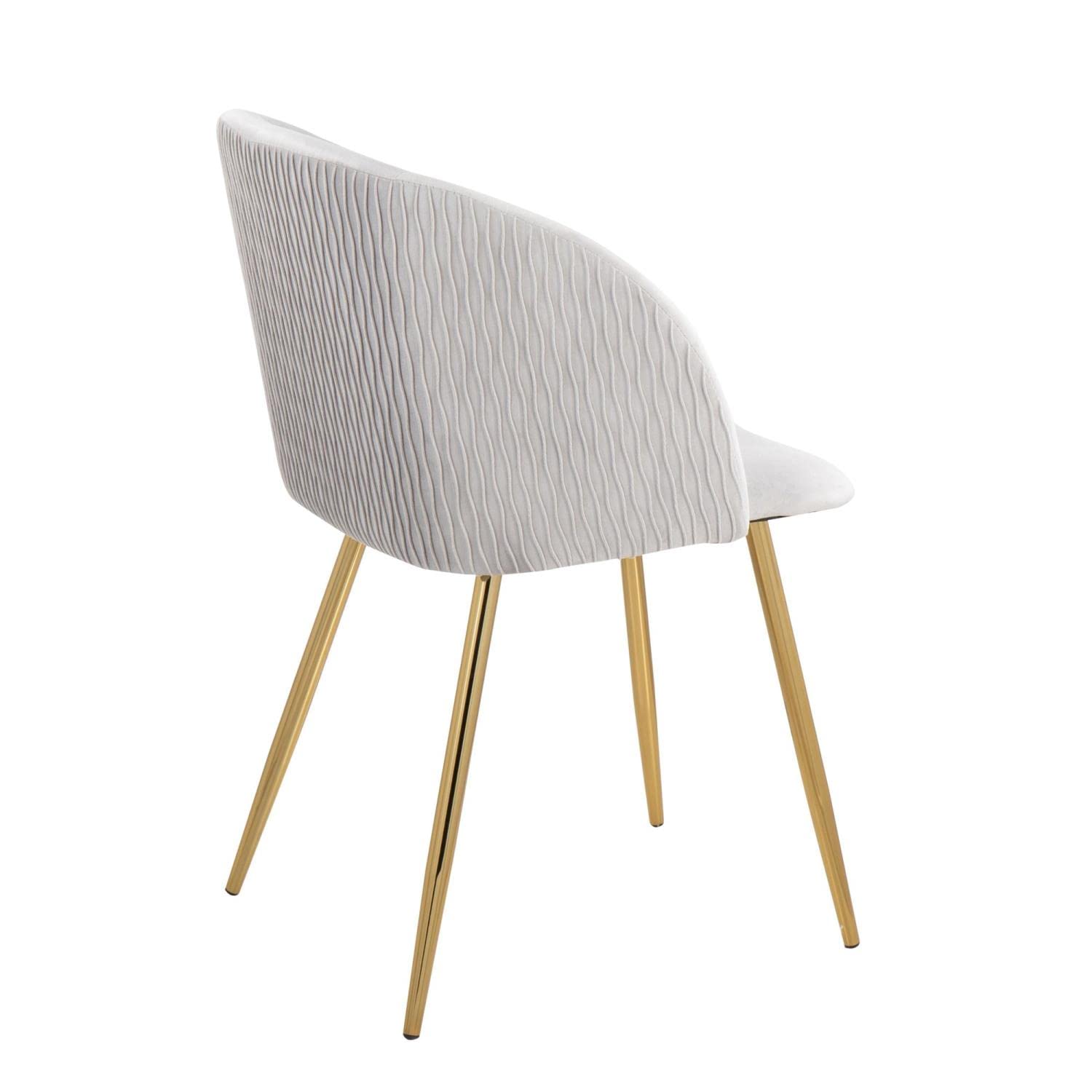 LumiSource Fran Pleated Waves Chair - Set of 2 Modern Upholstered Dining Chairs for Kitchen Table | Comfortable Contemporary Seating for Home, Restaurant & Office Use