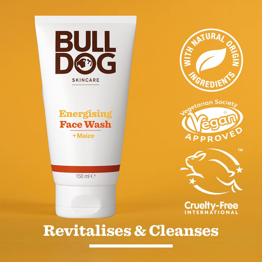 Bulldog Skincare Energizing Face Wash for Men - Revitalizing Facial Cleanser 150ml | Deep Cleansing & Hydrating for Daily Skincare Routine