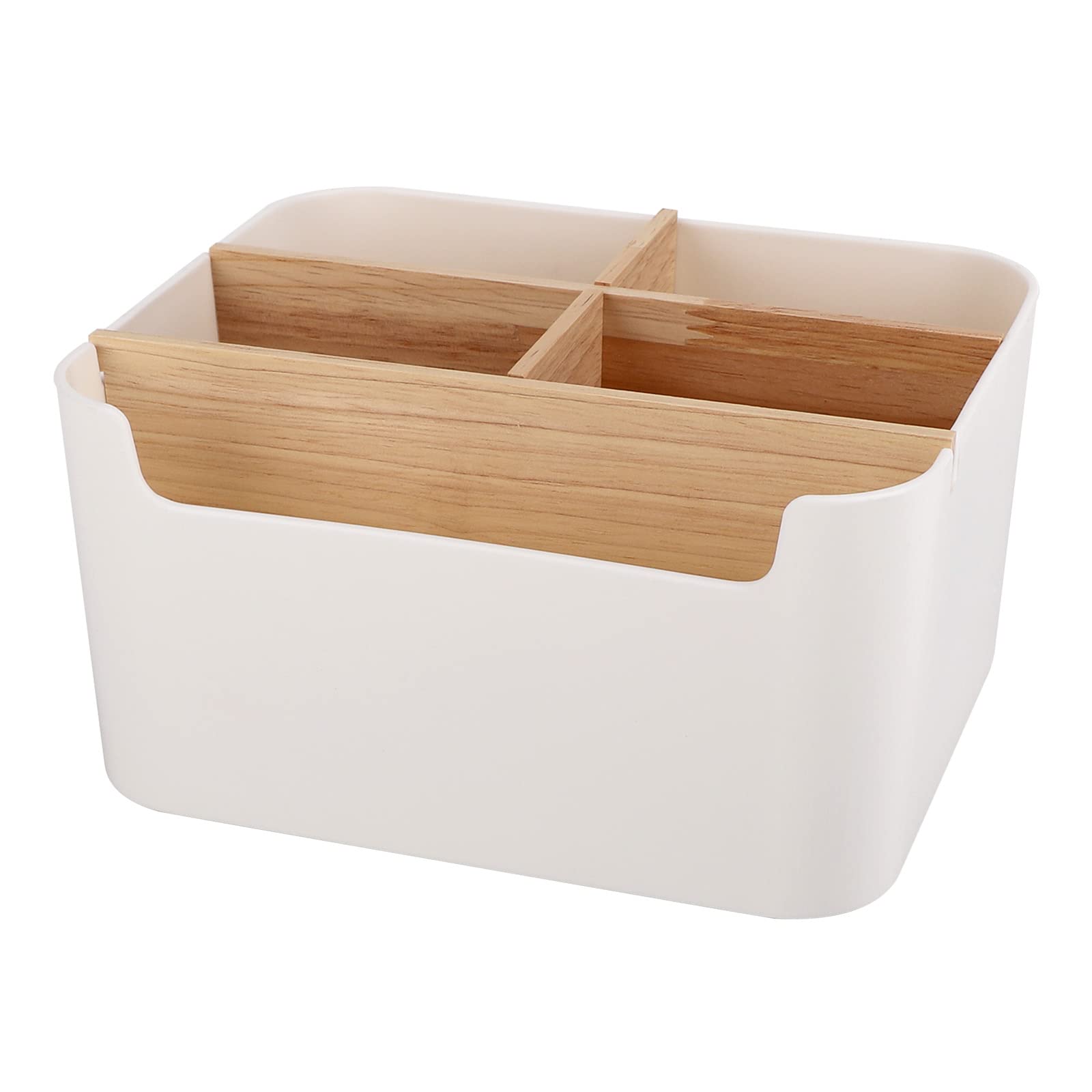 Segarty Bamboo Desk Organizer with Detachable Pen Holder - Modern Desktop Storage Box for Office & Home - Pencil Holder, Remote Control Organizer, Cell Phone Box - Perfect for Workspace & Home Office Organization