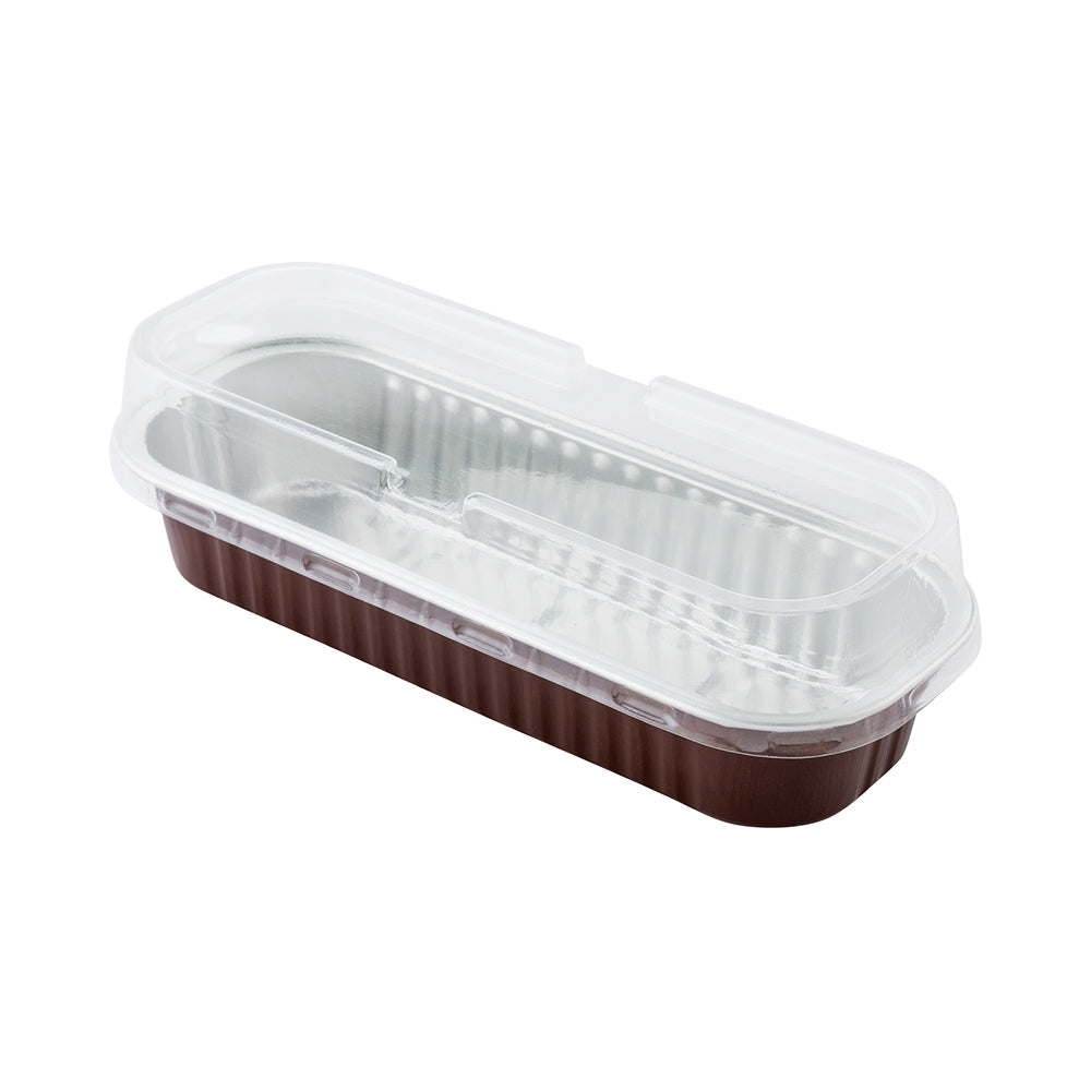 7 oz Aluminum Loaf Pan with Plastic Dome Lid - 6.5 x 2.5 x 1.25 Inches - 100 Count Box - Perfect for Coffee Baking, Bread Making & Meal Prep Storage
