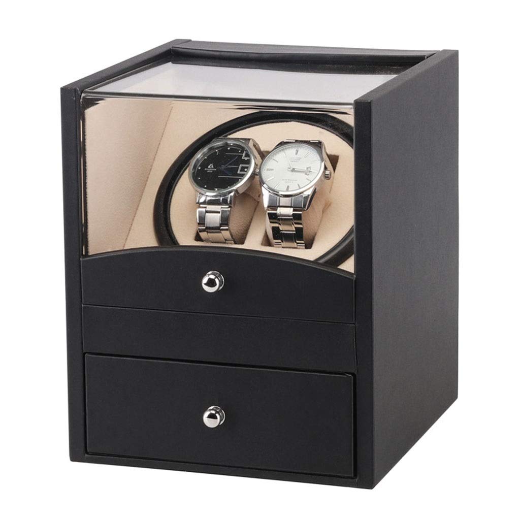 CHYOOO Silent Automatic Watch Winder with Drawer - 2 Storage Spaces, 2 Modes, Jewelry & Watch Display Case - Perfect for Watch Collectors & Luxury Storage (Color: A)