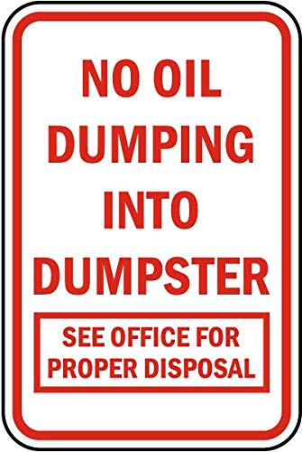 Safety & Warning Vinyl Stickers Bundle - No Oil Dumping Into Dumpster Sign M1 - 3 Pack (3.5