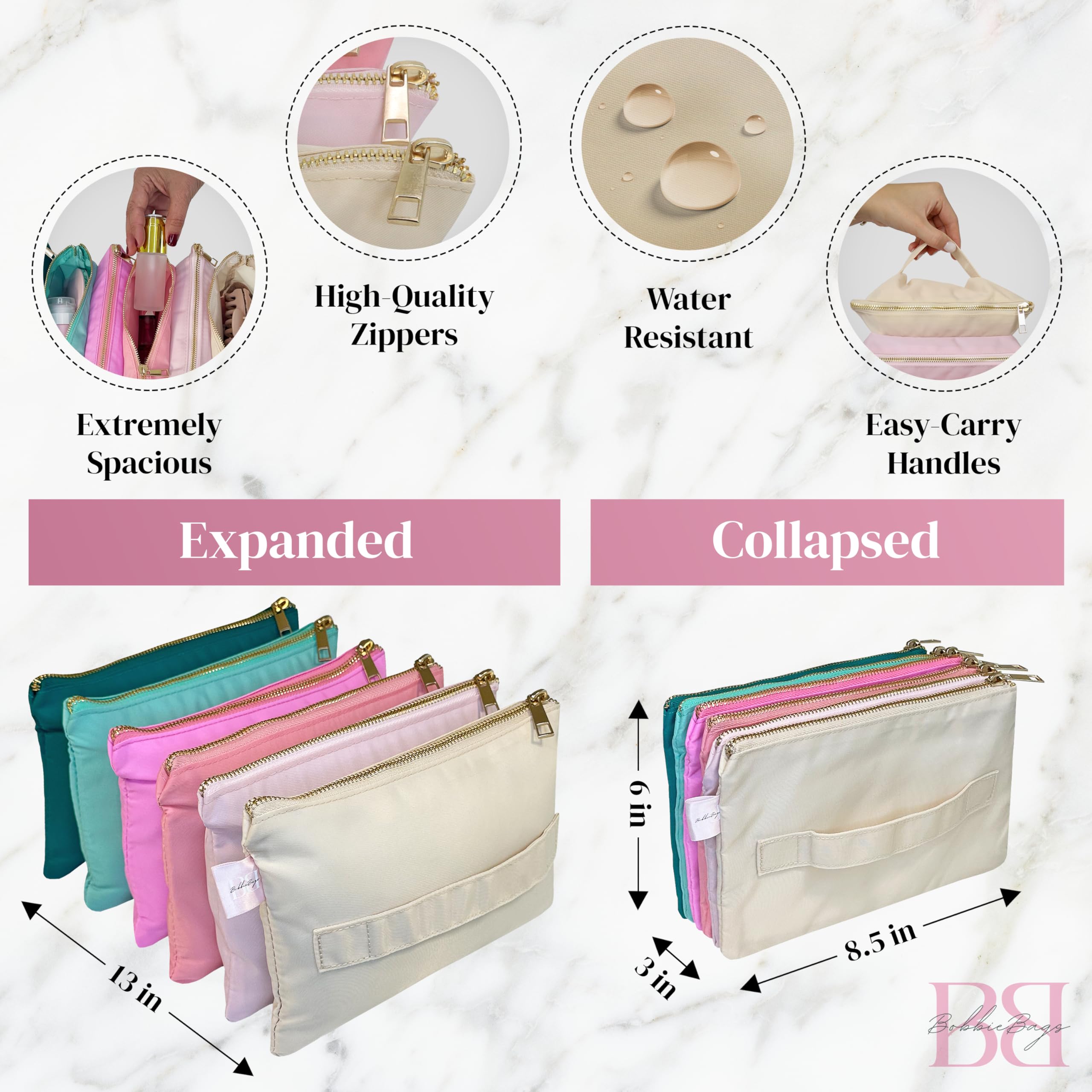 Accordion Makeup Bag for Women - Large Capacity Travel Cosmetic Organizer with 6 Compartments, Zippered Toiletry Pouch | Perfect for Travel, Gym & Daily Makeup Storage