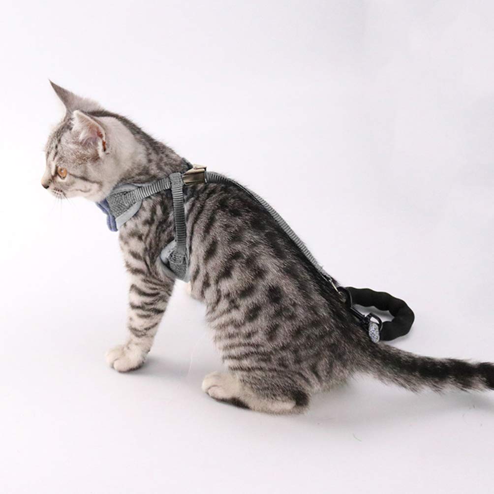 POPETPOP Adjustable Cat Harness Vest with Leash - Breathable Pet Traction Harness for Large Cats & Kittens - Durable Cat Collar & Rope for Walking, Outdoor Adventures & Training
