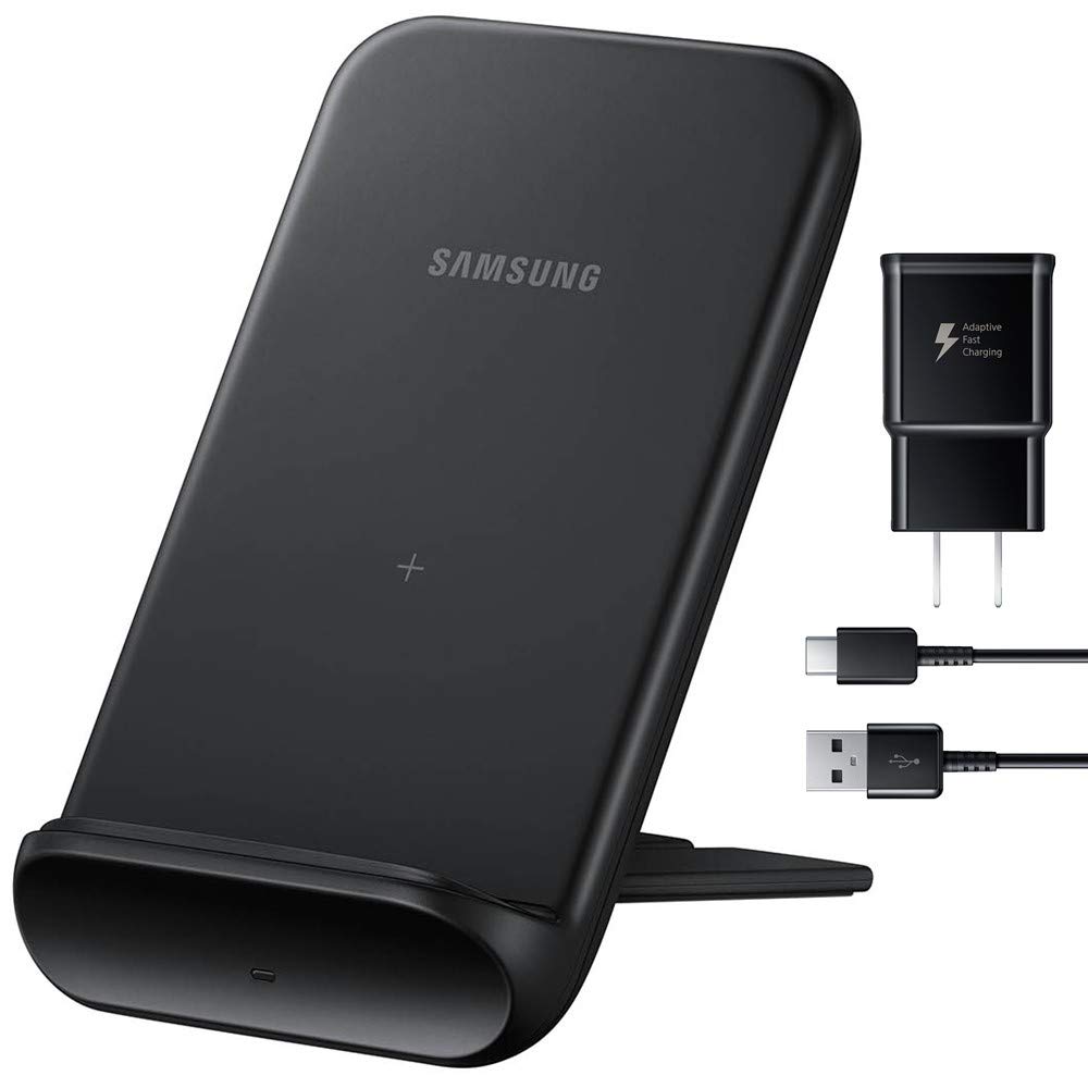 Samsung Official 2020 9W Fast Wireless Charger Stand - Convertible Charging Pad & Stand for iPhone, Galaxy, AirPods (Black) | Perfect for Home, Office & Nightstand Charging