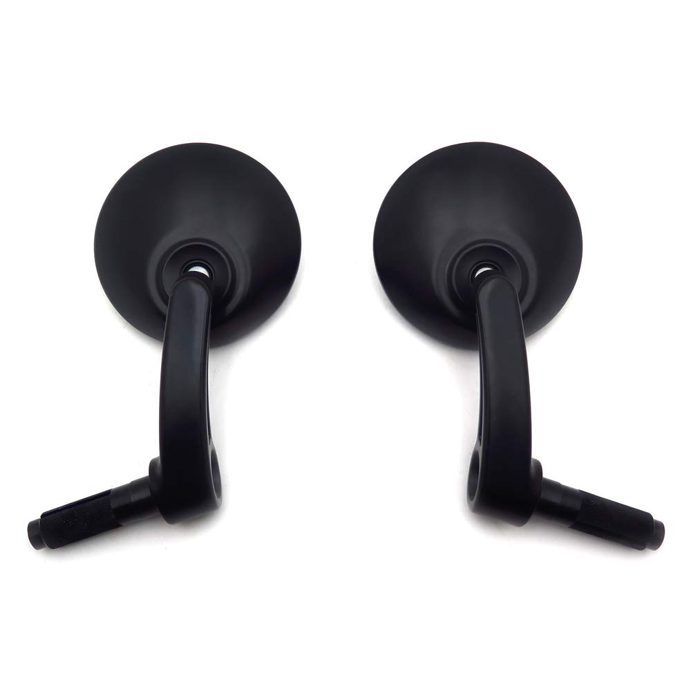 HTTMT USMT252-030-BK Adjustable Black Round Bar End Rearview Side Mirrors - 22mm Compatible with Cafe Racer Motorcycles - Perfect for Urban Commuting and Scenic Rides