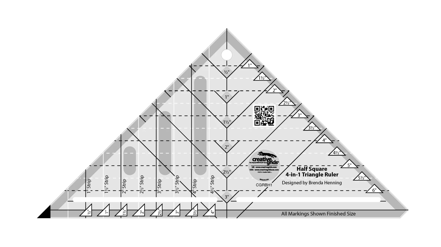 Creative Grid Half Square 4-in-1 Triangle Quilt Ruler - Precision Cutting Tool for Quilting, Patchwork & Sewing Projects - Perfect for DIY Crafts, Home Decor & Fabric Art