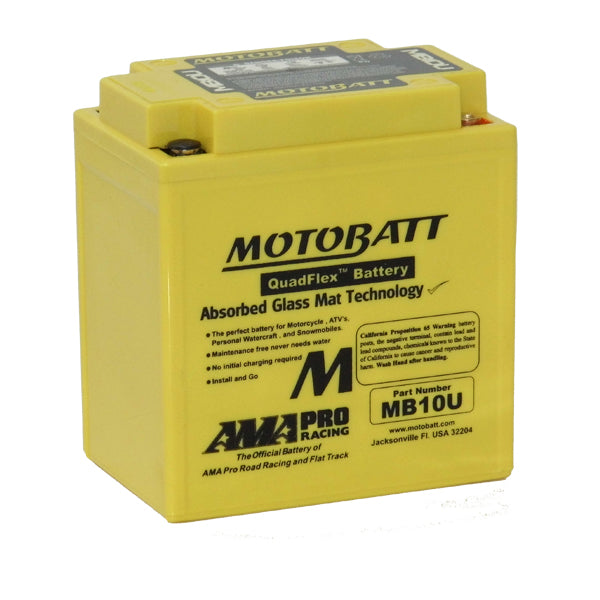 Motobatt MB10U 12V 14.5Ah AGM Motorcycle Battery - High Performance Powersports Battery for Harley, Honda, Yamaha & More - Perfect for Cruisers, Touring Bikes & Off-Road Adventures