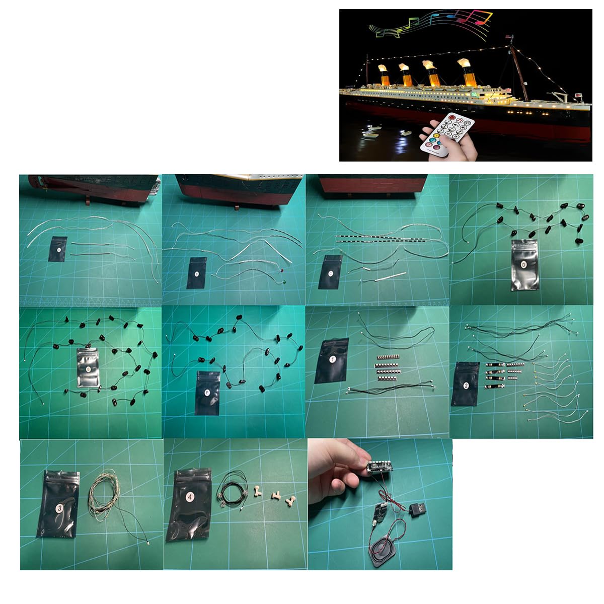 Hosdiy Remote Control Sound and Light Kit for Titanic Ship - Compatible with Lego 10294 - LED Lighting Set (Light Only, No Model) - Perfect for Lego Titanic Display, Model Ship Decoration, and Collectible Lighting Effects