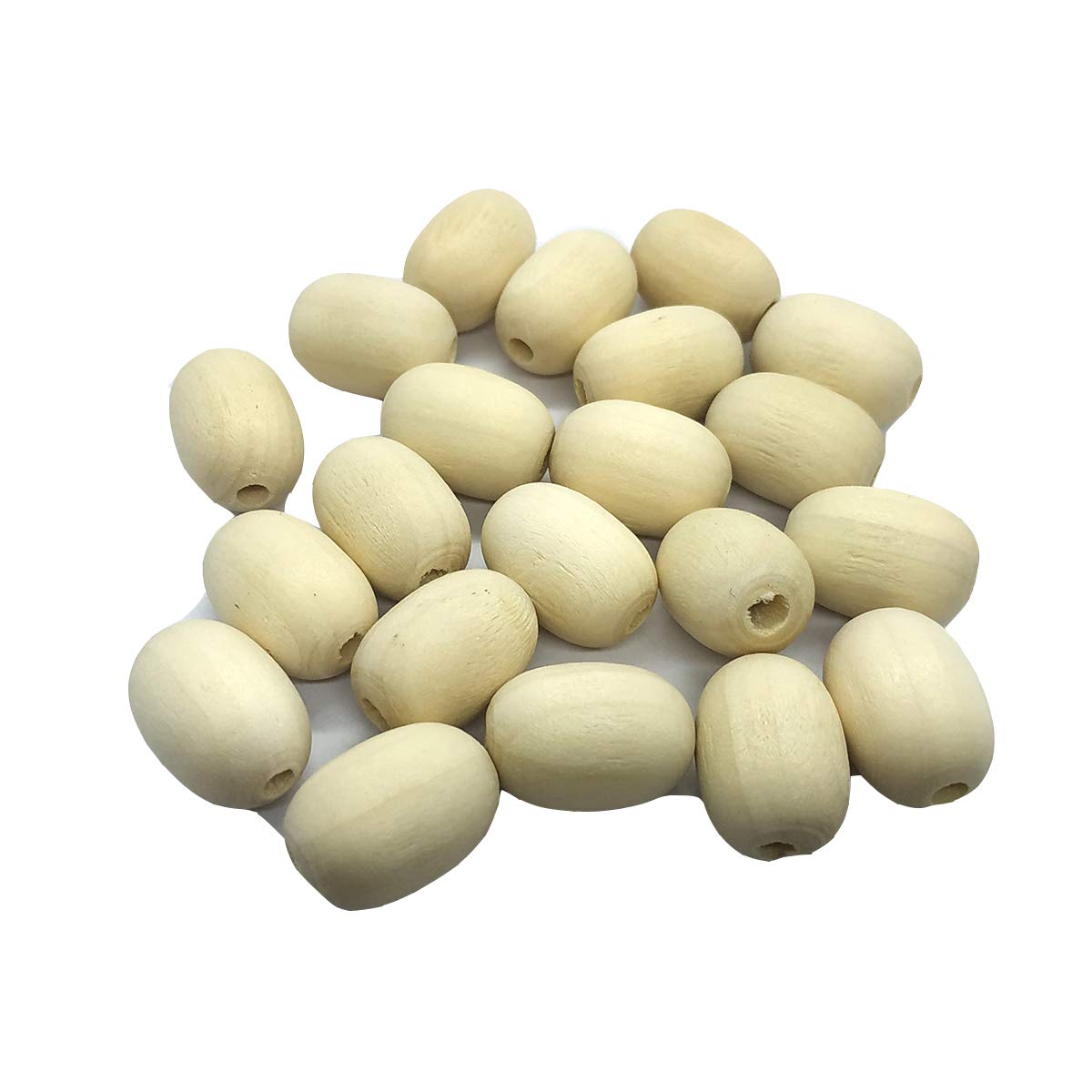 Natural Unfinished Wooden Beads - 20pcs Oval Egg Shaped Rugby Spacer Beads for DIY Jewelry Making, Crafts & Home Decor | Perfect for Necklaces, Bracelets, Scrapbooking & Gift Packaging