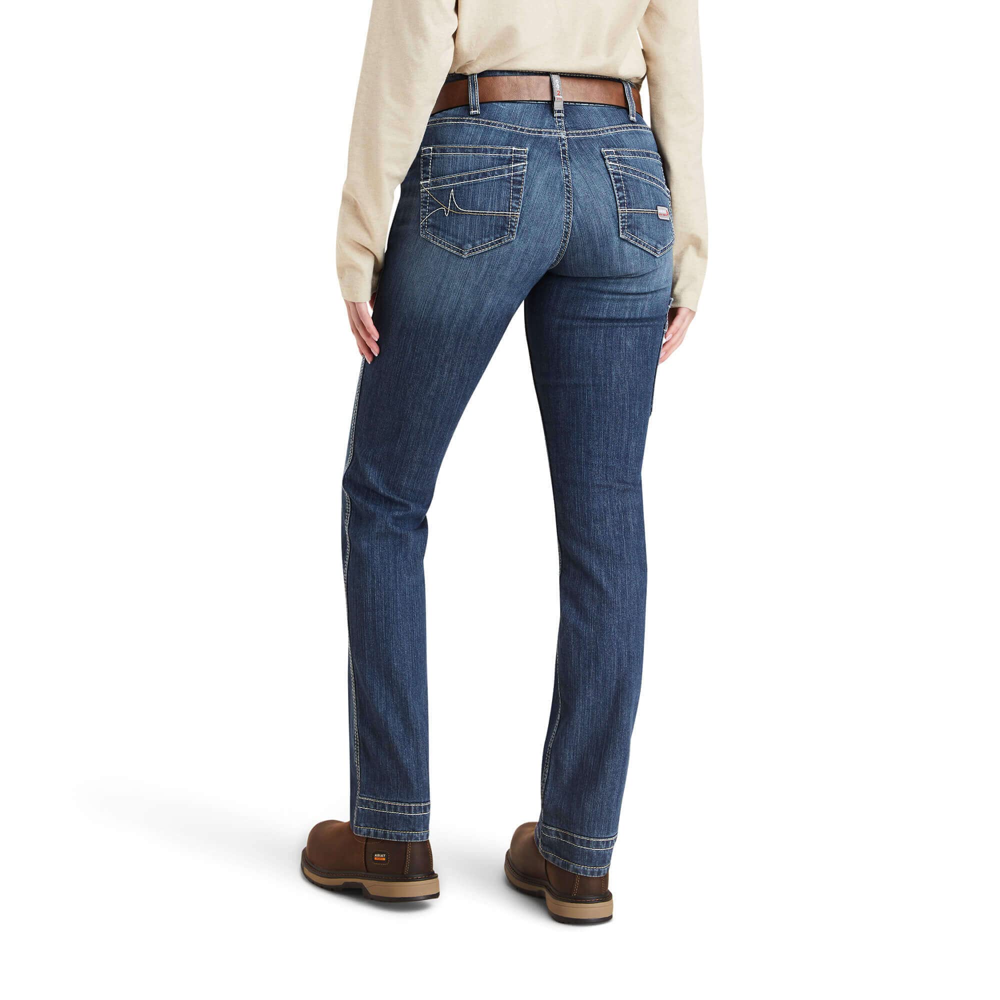 Ariat Women's FR Perfect Rise DuraLight Stretch Cell Phone Straight Jean - Comfortable Workwear for Construction, Farming & Outdoor Activities