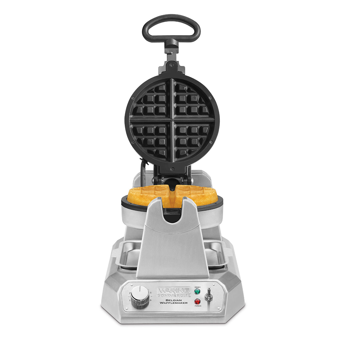Waring Classic Single Belgian Waffle Maker 120V - Professional Stainless Steel Waffle Iron for Home & Restaurant Use - Perfect for Breakfast, Brunch, and Desserts