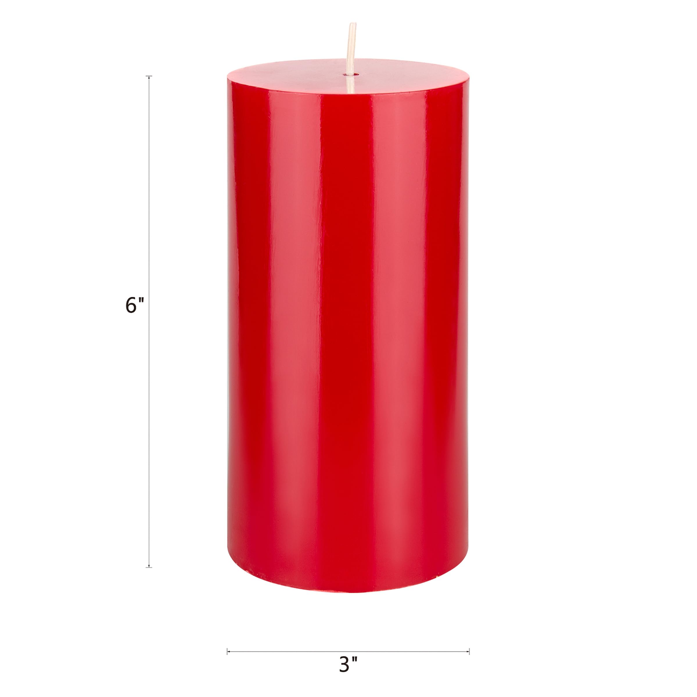 Premium Unscented Red Pillar Candle - 3