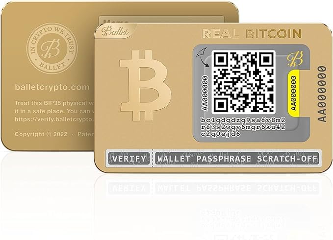 Ballet Real Bitcoin Gold Edition - Secure Crypto Cold Storage Card | Multi-Currency & NFT Hardware Wallet for Bitcoin, Ethereum & More | Ideal for Travel, Gifting & Long-Term Crypto Storage