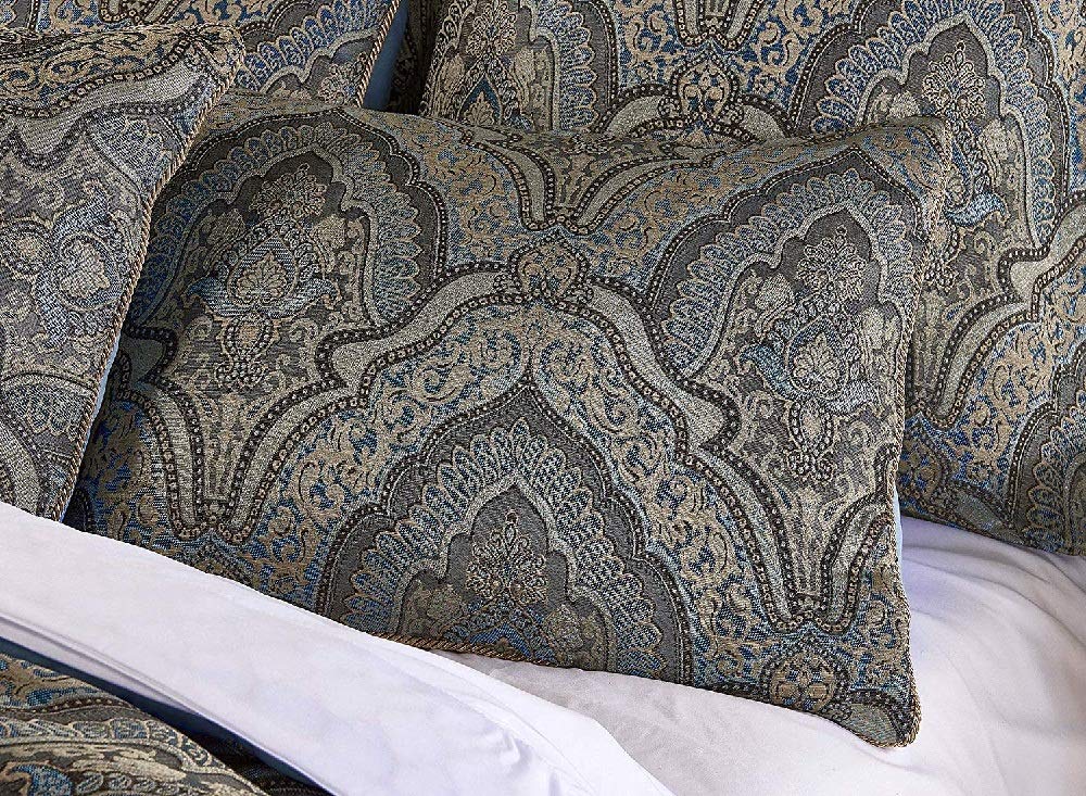 9-Piece Medallion Comforter Set King Size - Jacquard Woven Paisley Floral Design, Oversized Traditional Bedding with Warm Cozy Bedskirt Included | Perfect for Master Bedroom, Guest Room & Luxury Hotel Decor
