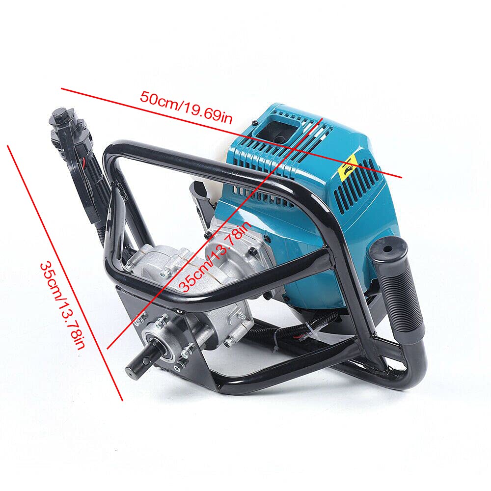 52cc Gas Powered Post Hole Digger with 2 Drill Bits & Extension Bar - Heavy Duty Earth Auger for Fence Building, Gardening, Landscaping & Farming Projects