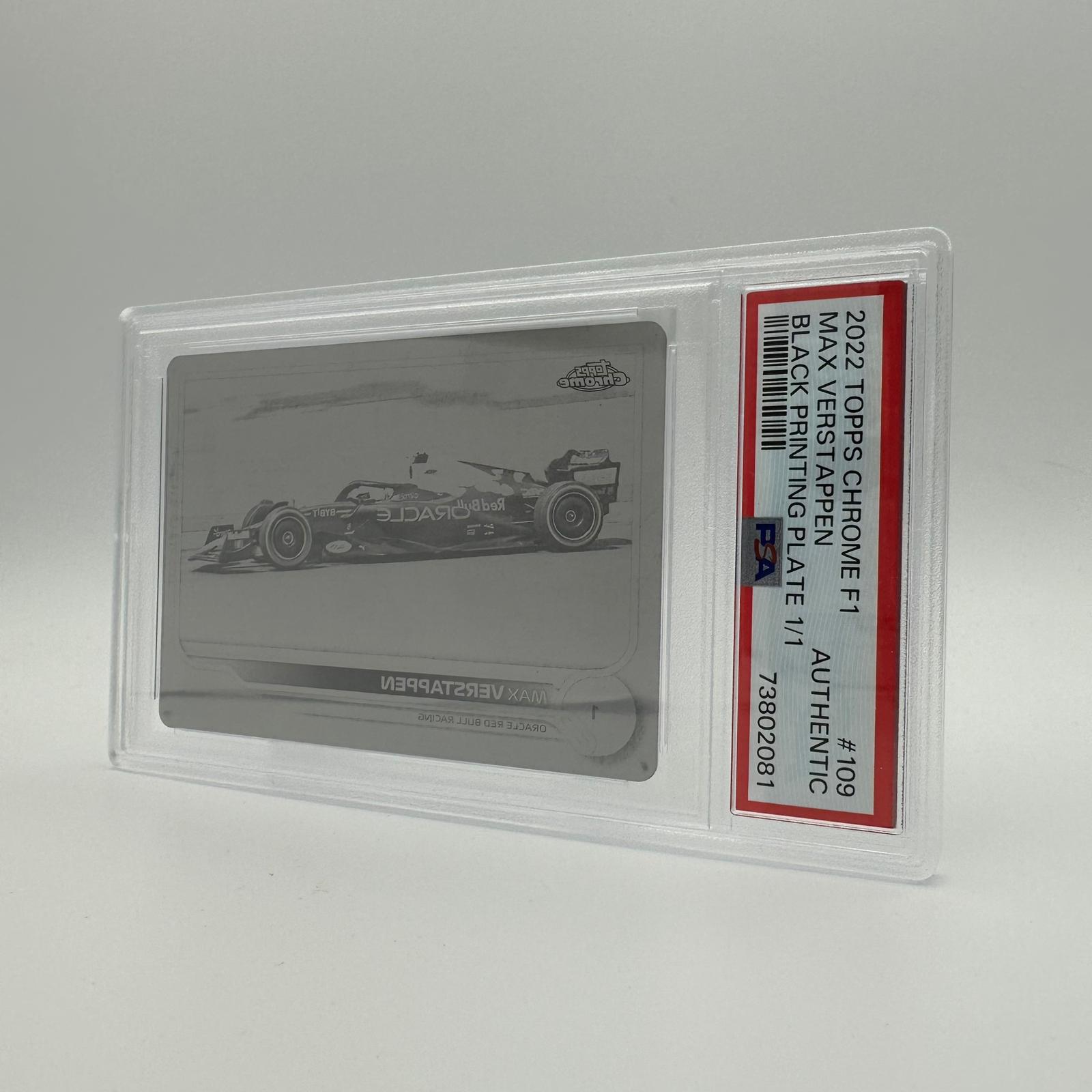 PSA Authentic 1/1 Max Verstappen #109 Black Printing Plate - Rare Collectible for F1 Fans & Sports Memorabilia Enthusiasts - Perfect for Display, Investment & Racing Decor