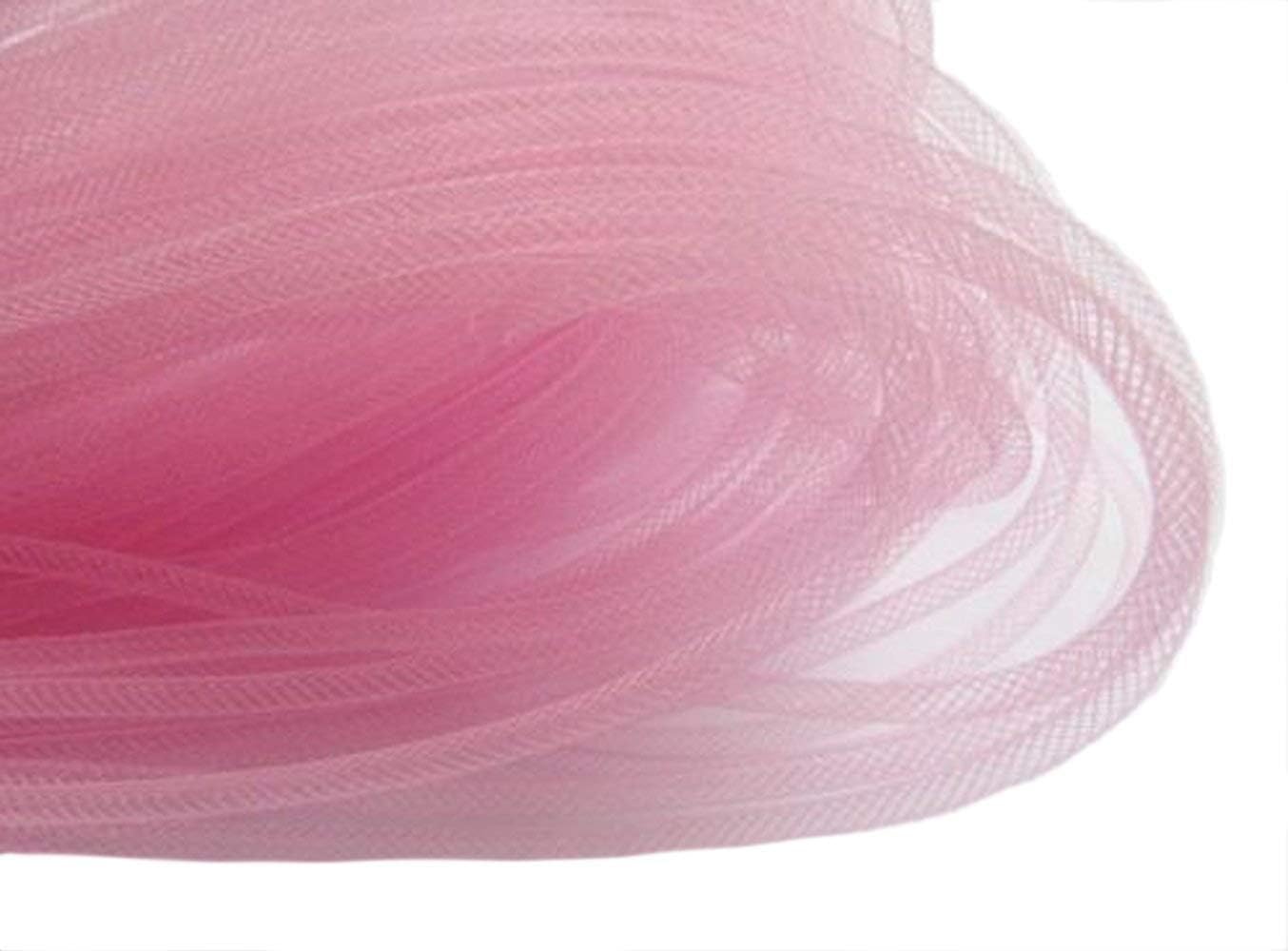 YYCRAF 50 Yards Solid Mesh Tube Deco Flex for Wreaths, Cyberlox, CRIN Crafts - 4mm Pink Tulle Netting for DIY Hair Bows, Costume Accessories & Party Decorations