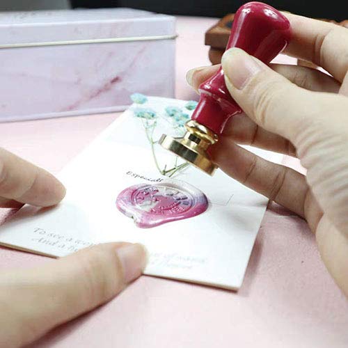 Personalized Custom Wax Seal Stamp with Logo - Monogram Wax Seal Kit for Wedding Invitations, Envelopes, Gift Wrapping - DIY Pink Macaron Handle Wax Sealer for Letters & Crafts