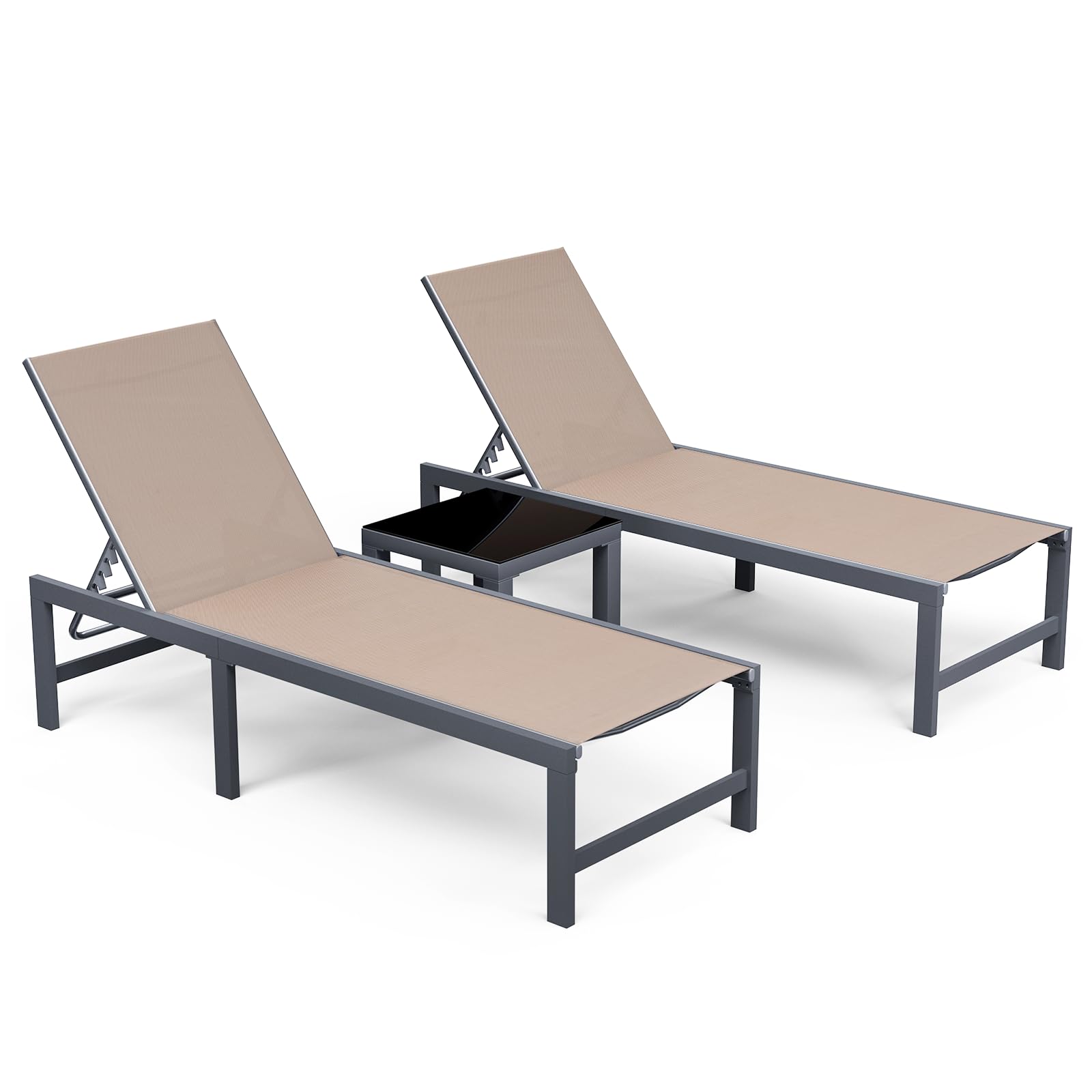 Amopatio 3-Piece Patio Chaise Lounge Set with Side Table - 24.4
