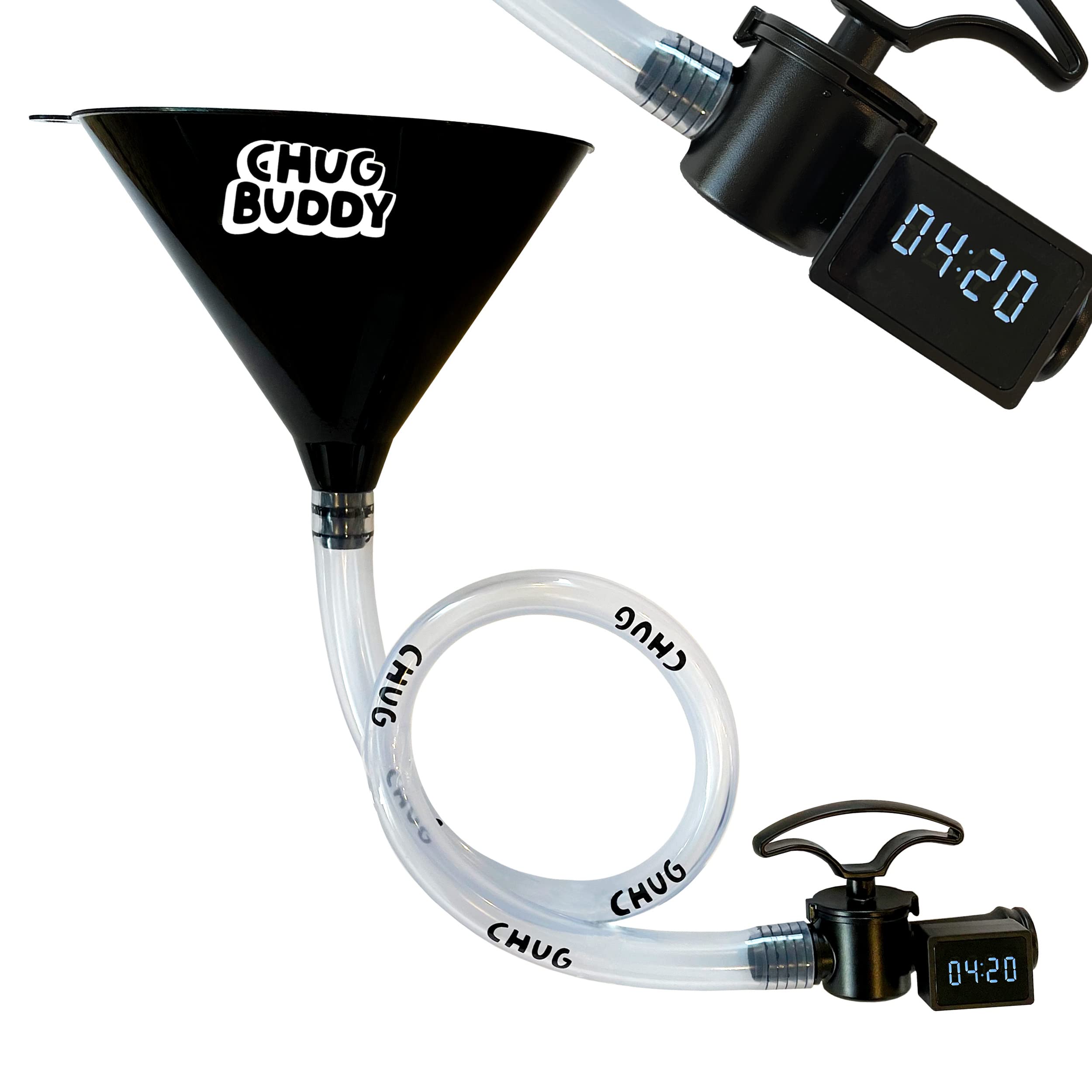 Timer Beer Bong - High Speed Drinking Funnel with Hose & Valve | Bongzilla Party Funnel for Bachelor Parties, College Games & Drinking Challenges | Perfect for Tailgates, Frat Parties & Beer Pong Tournaments