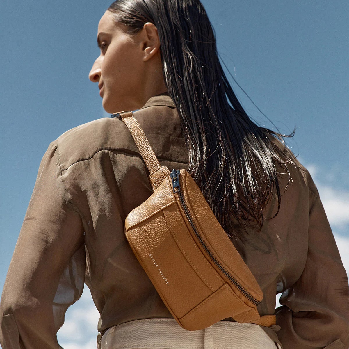 Status Anxiety Best Lies Bag in Tan - Stylish Crossbody Bag for Women, Perfect for Work, Travel & Everyday Use
