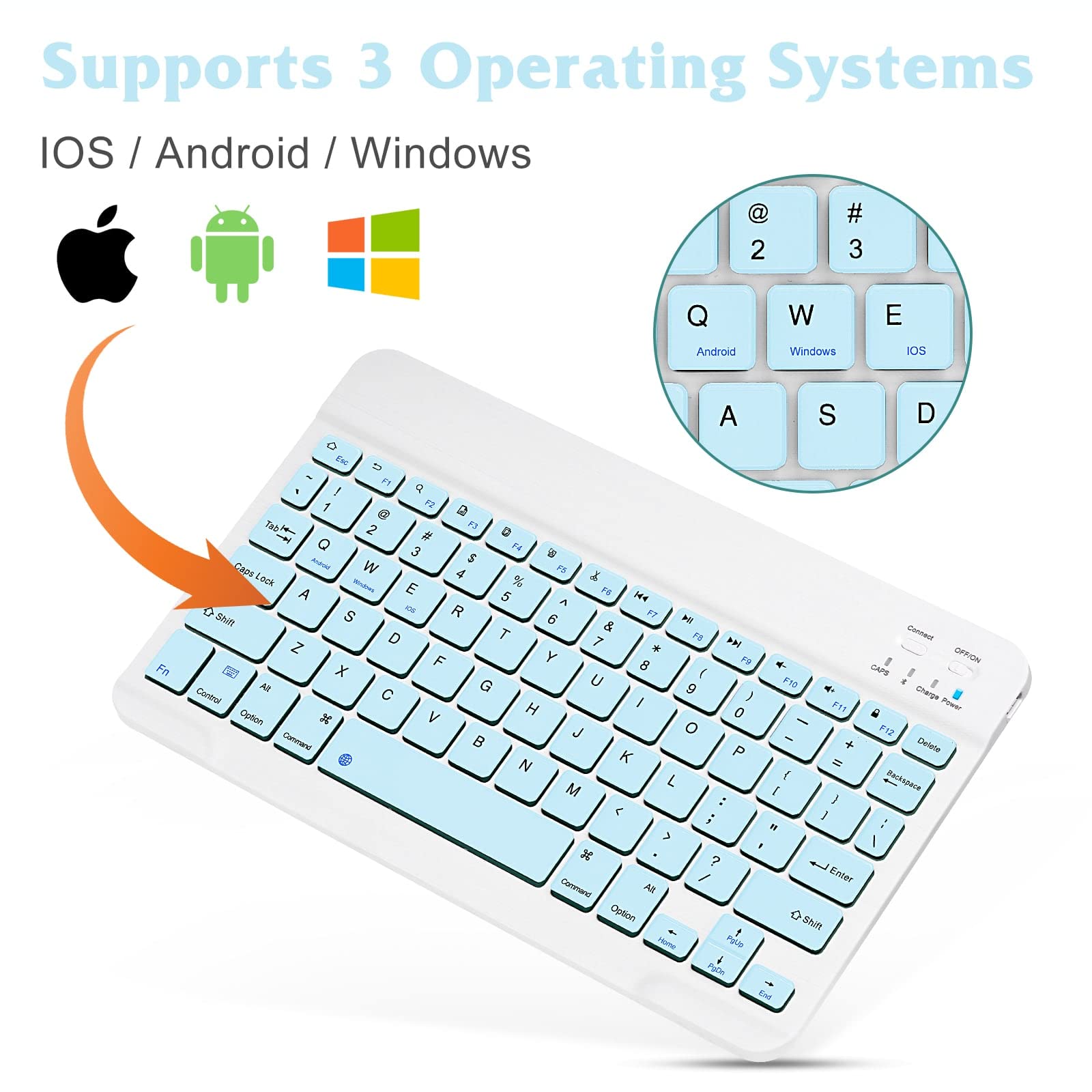 Rechargeable Bluetooth Keyboard and Mouse Combo - Ultra Slim Full-Size Wireless Keyboard with Ergonomic Mouse for Mac, iPad, Tablet, PC, Laptop - Compatible with Xiaomi Redmi 9 Prime (Sky Blue) | Perfect for Office Work, Home Use, and Remote Learning