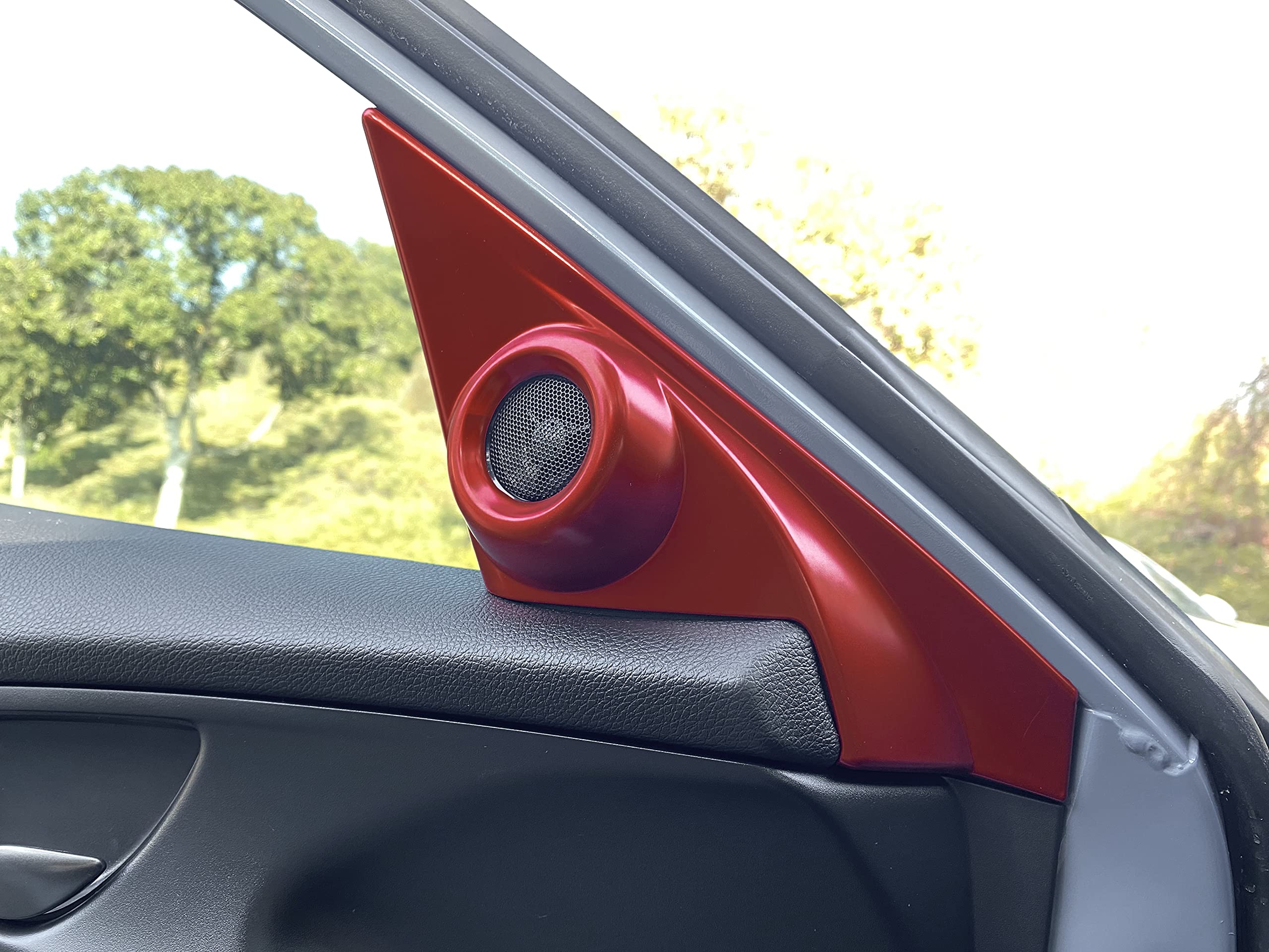 Xotic Tech A-Pillar Speaker Door Audio Cover Trim - Sporty Red - Compatible with 2016-2021 Honda Civic 10th Gen - Custom Car Interior Upgrade for Enhanced Audio Experience