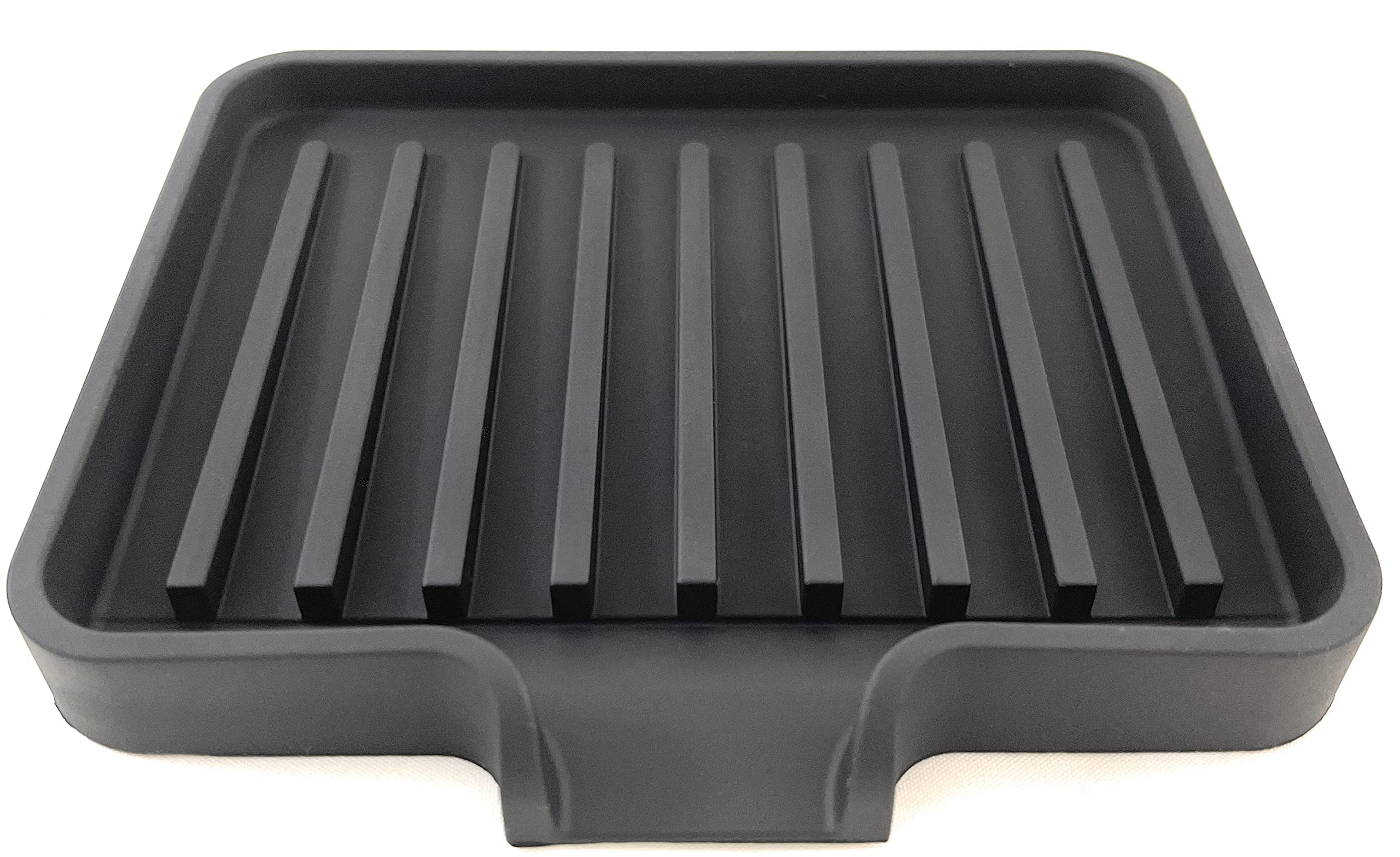 Happitasa 2-Pack Silicone Soap Dish Tray with Drain Chute & Sponge Holder - Non-Slip Bathroom & Kitchen Sink Organizer (Black, 5.2