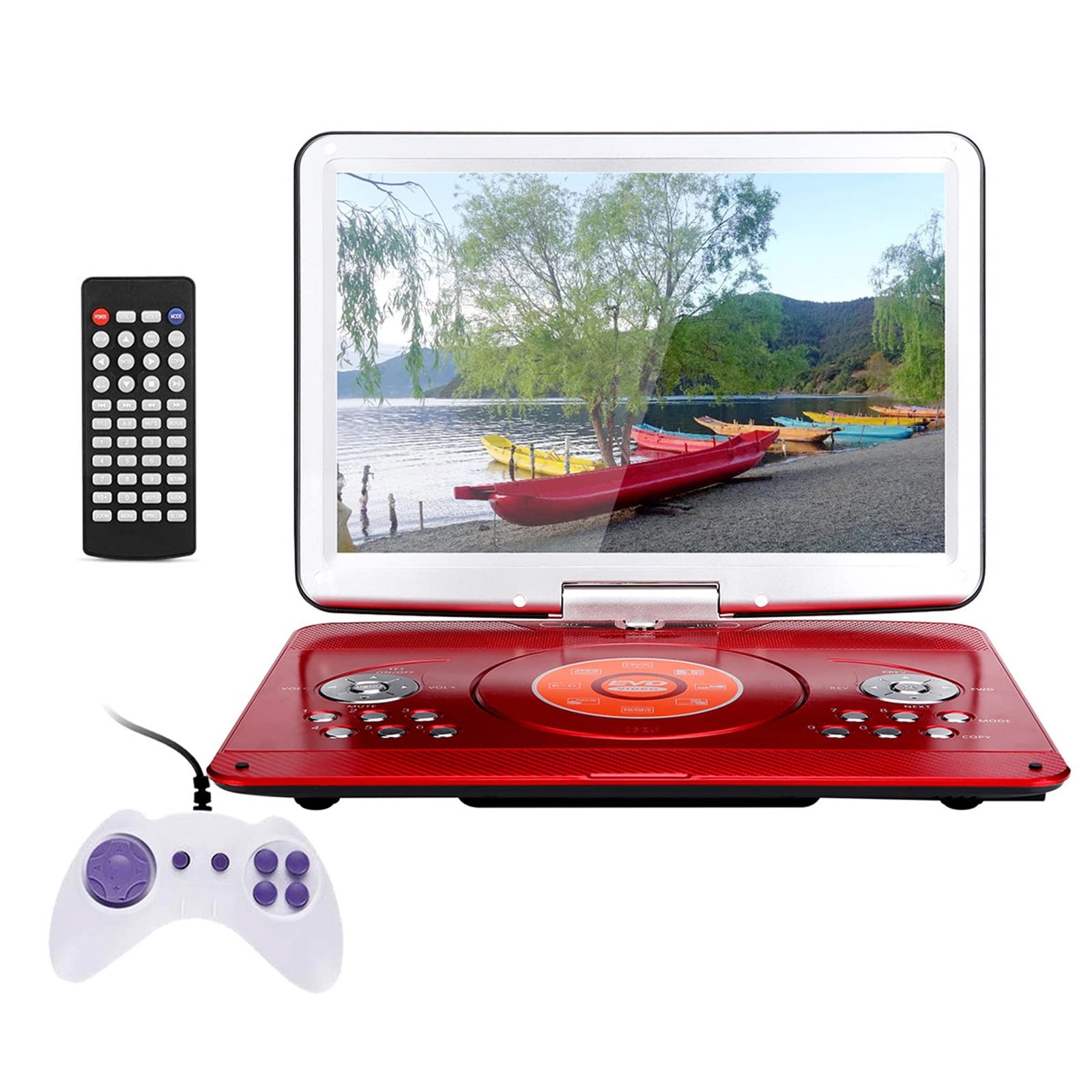 Portable Car DVD Player with 1200mAh Rechargeable Battery, Kids Travel Entertainment System, Sync with TV, Supports USB/SD Card - Perfect for Road Trips & Family Vacations