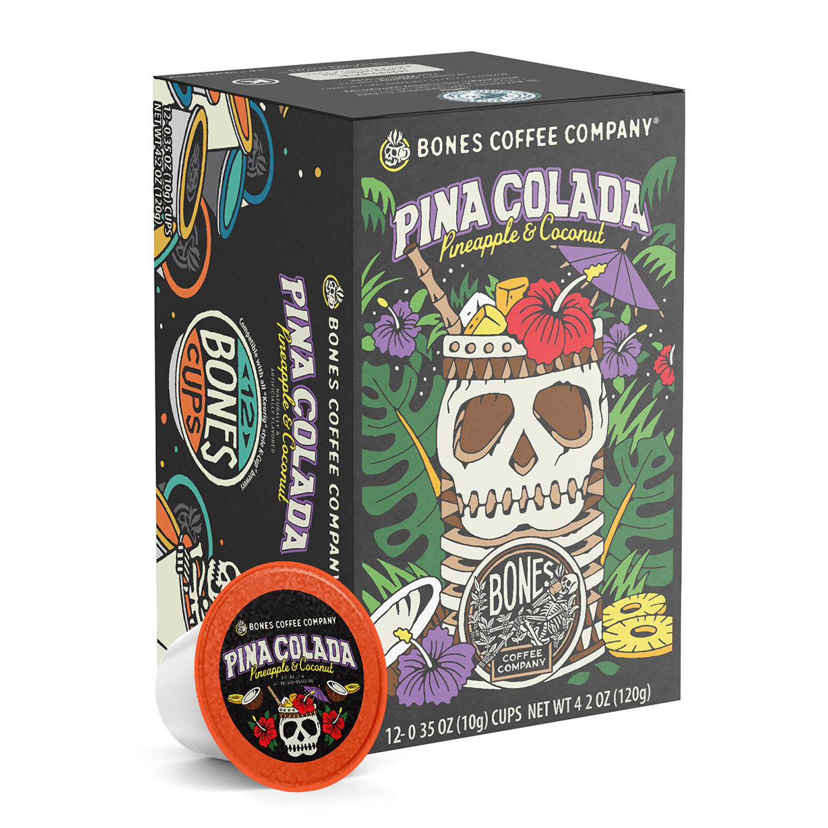 Premium Pina Colada Themed Bone-Shaped Plastic Cups - 12 Pack for Tropical Parties, Summer BBQs, and Themed Events