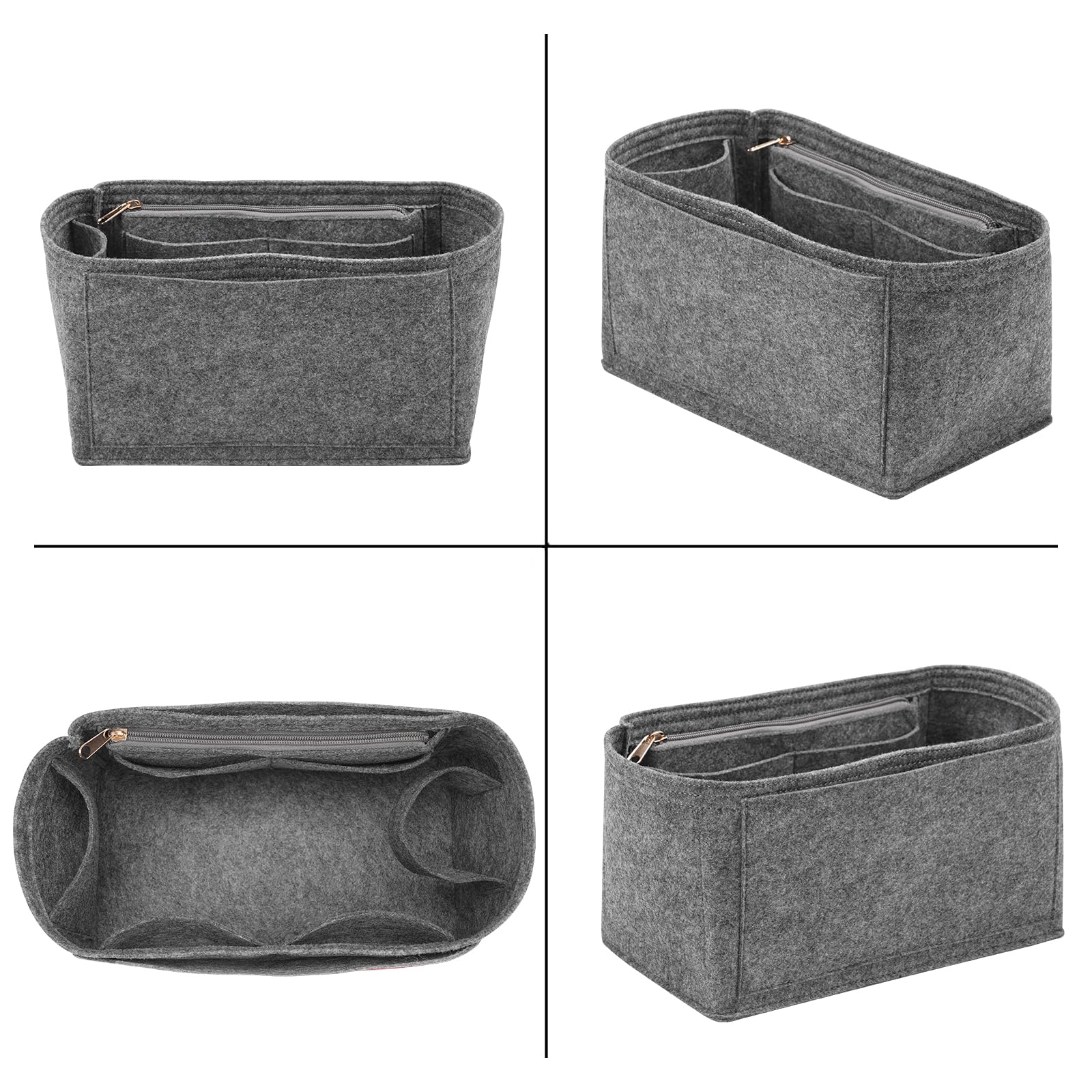 Premium Felt Purse Organizer Insert for Louis Vuitton Speedy 30 - Zippered Bag Tote Shaper in Grey (Large Size) - Perfect for Travel, Work & Everyday Use to Keep Essentials Organized