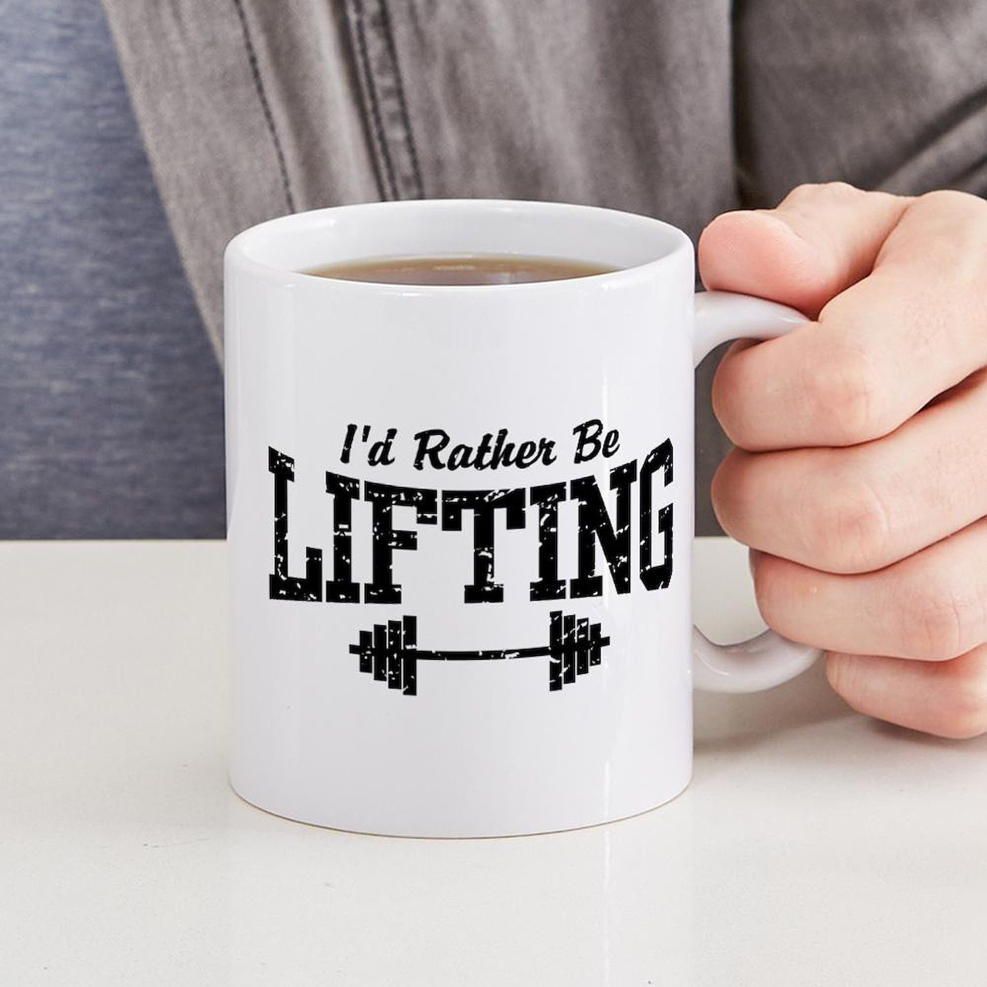 Ceramic Coffee Mug 11 oz (325 ml) - I'd Rather Be Lifting Weights Design - Perfect for Gym Enthusiasts & Coffee Lovers - Ideal for Home, Office, or Workout Recovery