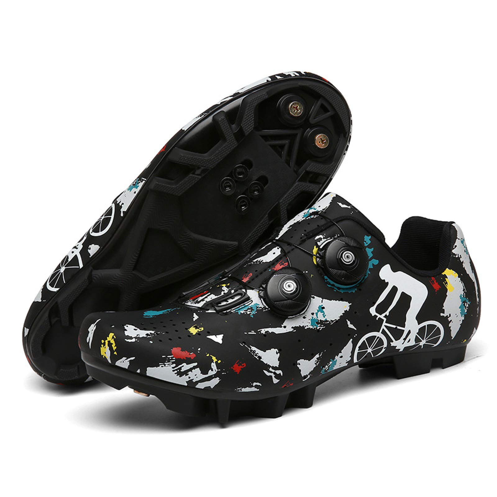 Men's & Women's Pro Road Cycling Shoes - Lightweight & Breathable for Indoor & Outdoor Riding - Unisex MTB Bike Shoes for Adults - Black (EU 41) - Perfect for Spinning Classes, Road Biking & Mountain Trails