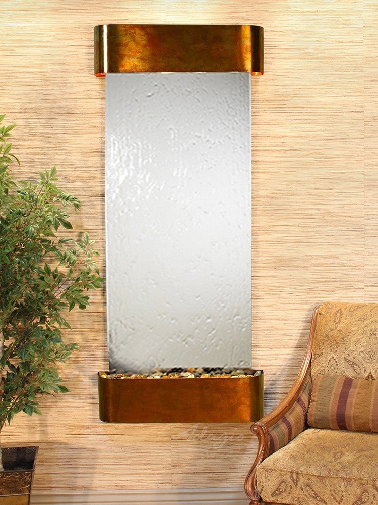 ADAGIO Inspiration Falls Round Rustic Copper Silver Mirror IFR1040 - Vintage Home Decor for Living Room, Bedroom & Entryway