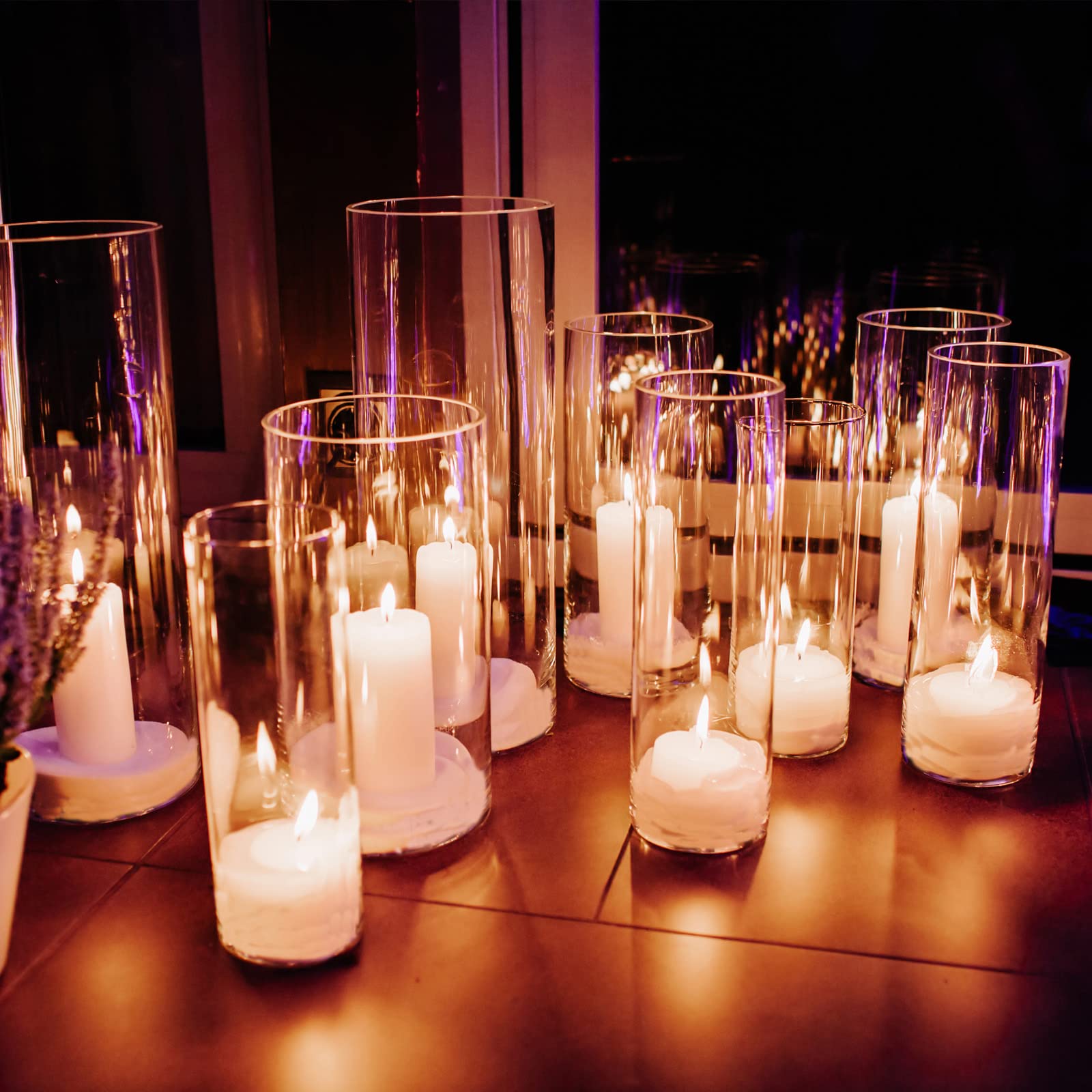 Clear Glass Hurricane Candle Holders Set of 3 (10
