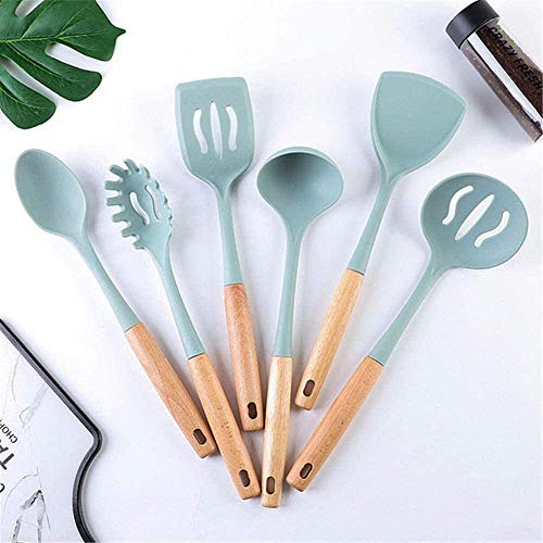 **SJYDQ 6-Piece Silicone Kitchen Utensils Set - Non-Stick, Heat-Resistant Cooking Spoons & Spatulas with Storage Bucket - Perfect for Frying, Baking & Everyday Cooking**
