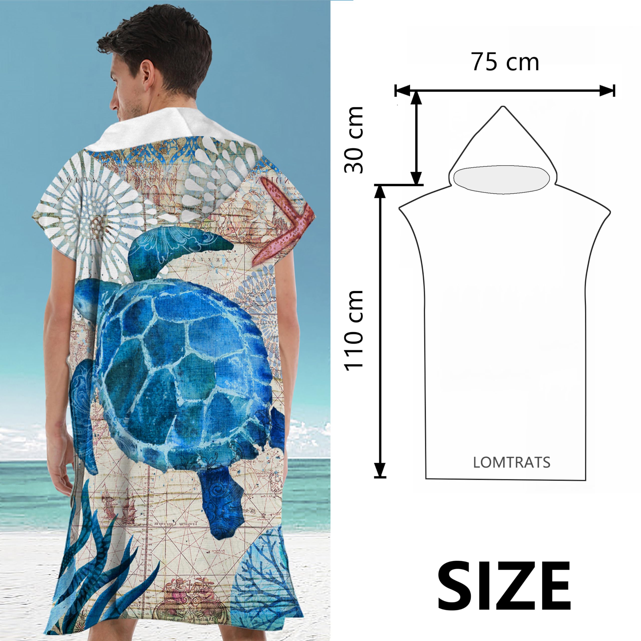 Quick Dry Surf Poncho - Microfiber Changing Towel Robe Hoodie for Men & Women | Swimming, Beach, Surfing, Diving, Hot Springs & Home Use | Lightweight & Waterproof Outdoor Cover-Up