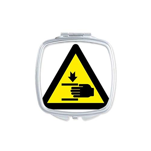 DIYthinker Portable Compact Double-Sided Triangle Mirror - Yellow & Black Warning Symbol Design for Makeup, Travel, and Emergency Use