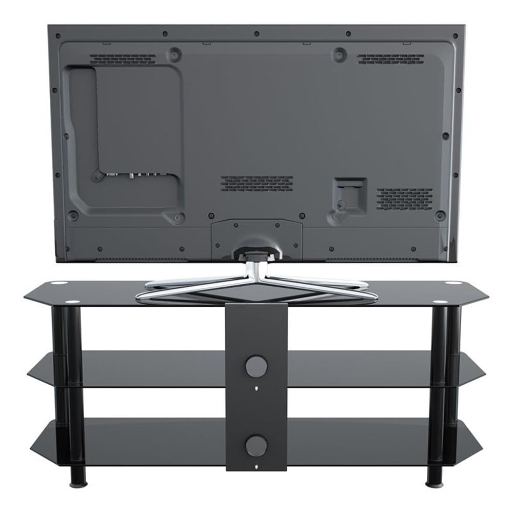 AVF Black Transitional Steel & Glass TV Stand for 39-60 Inch Flat Screens - Perfect for Living Rooms, Bedrooms & Home Theaters