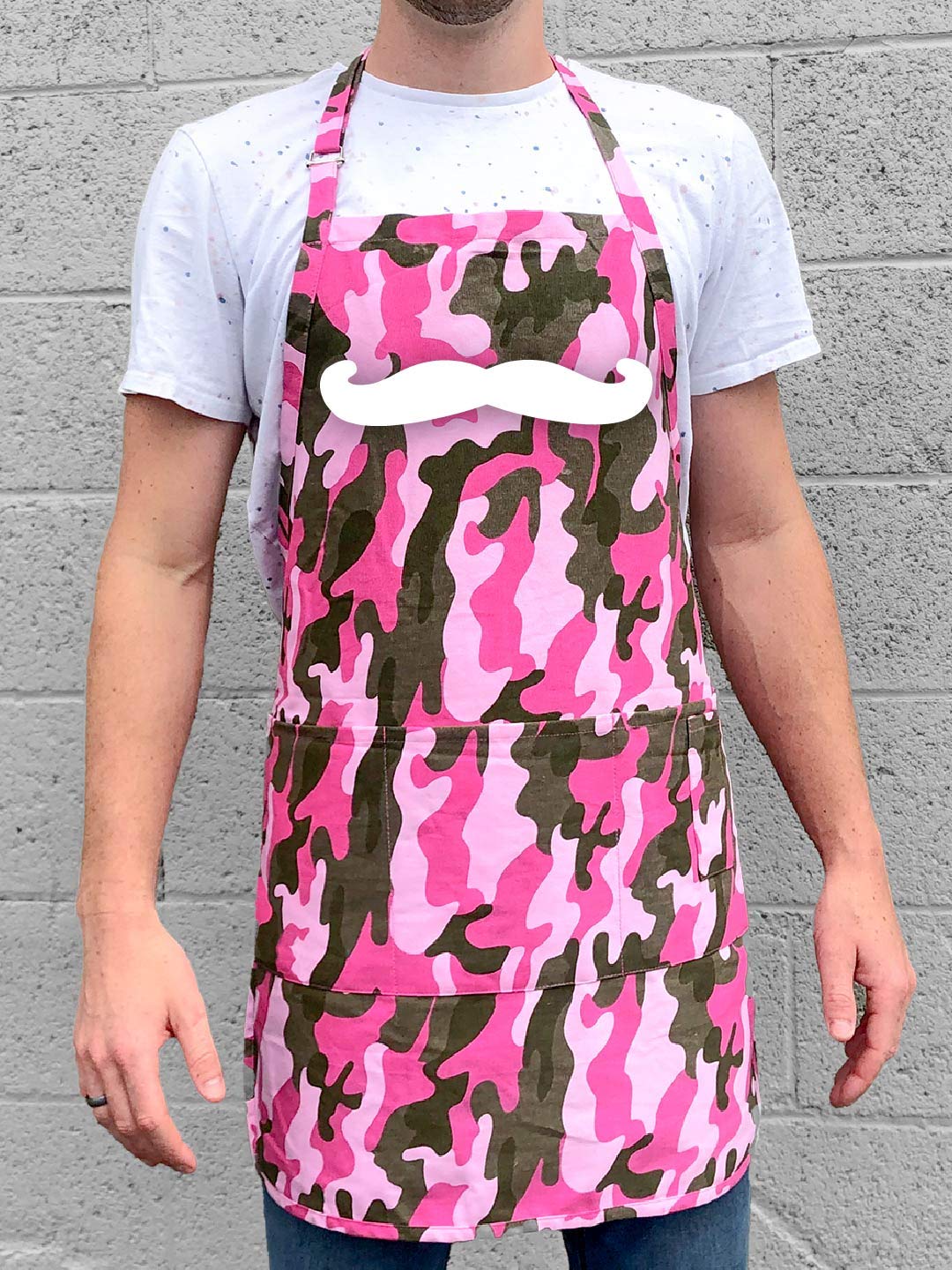 Adjustable BBQ Apron for Men - One Size Mustache Design - Perfect for Grilling, Smoking, and Outdoor Cooking